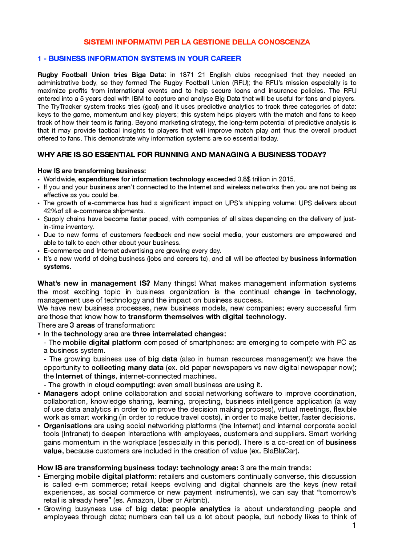Information Systems for Knowledge Management - Docsity