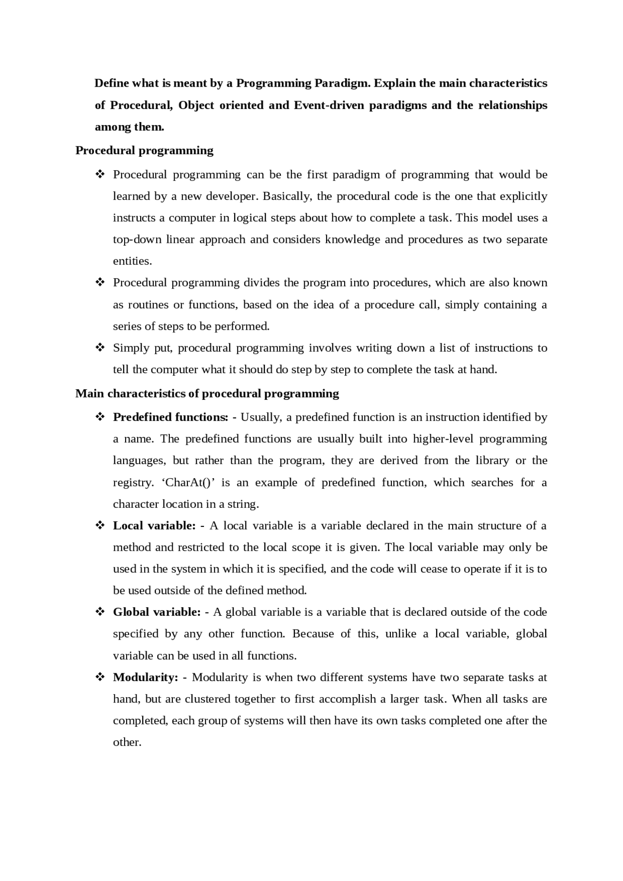 What is meant by a Programming Paradigm - Docsity