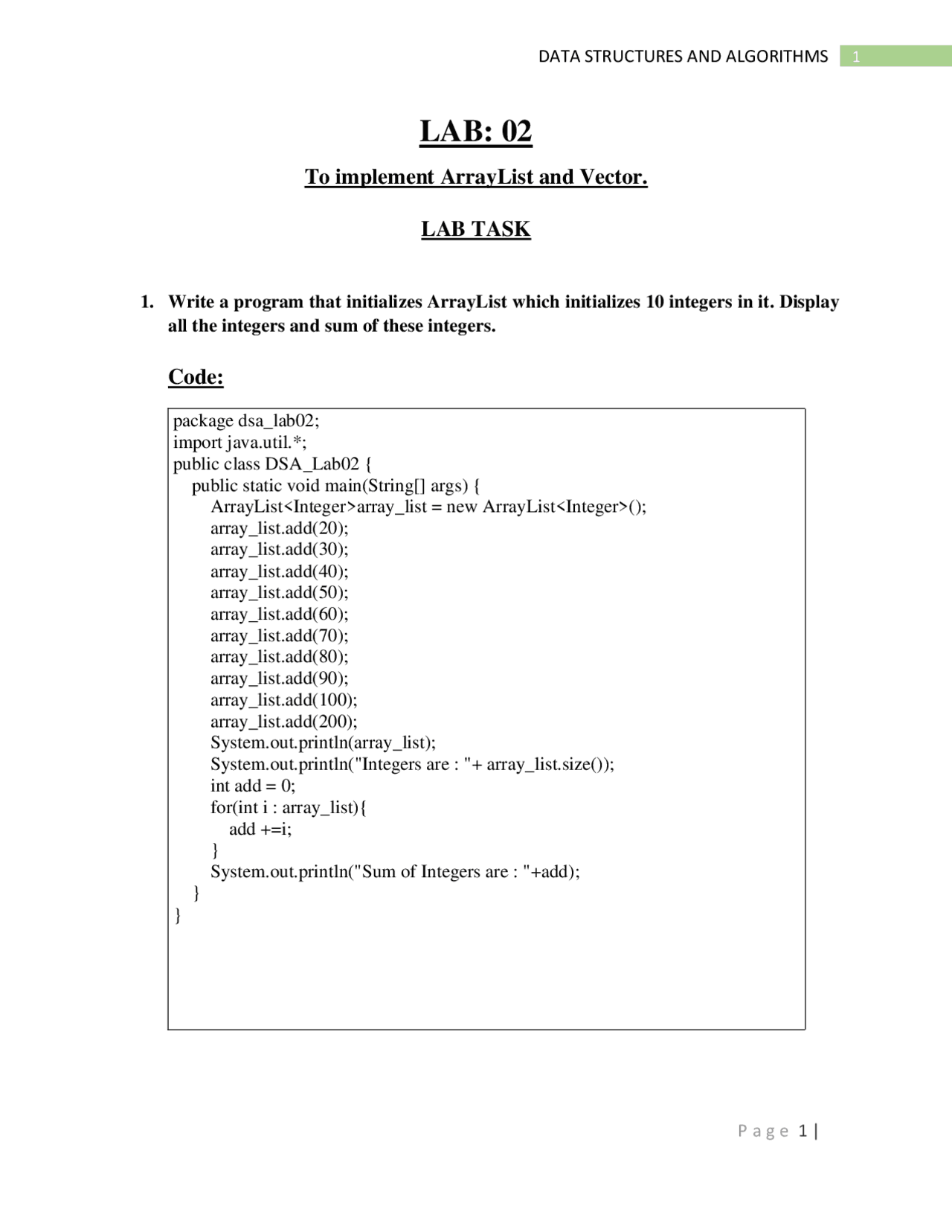 Data structure and algorithm lab - Docsity