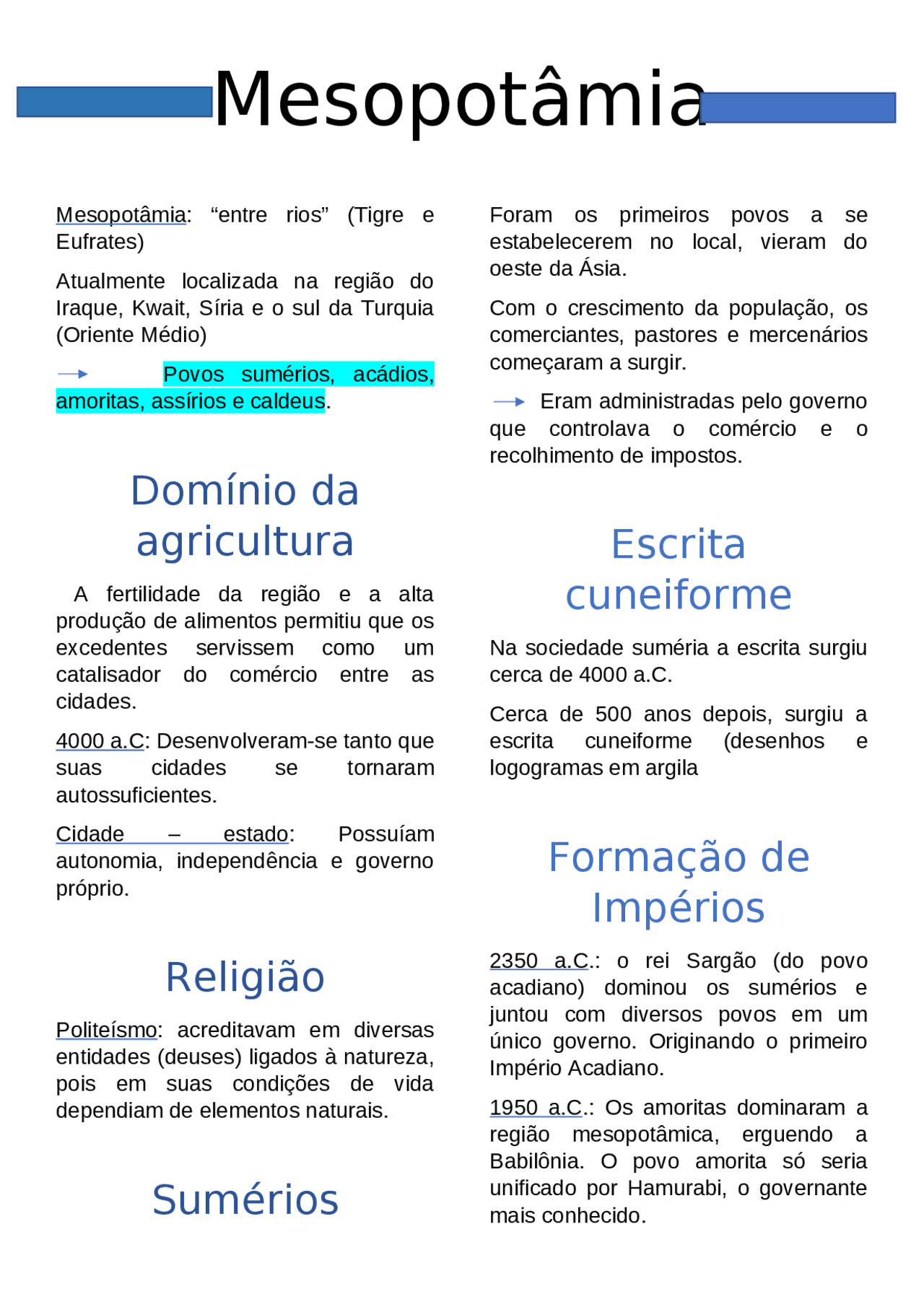 Perguntas Sobre A Mesopotâmia - RETOEDU