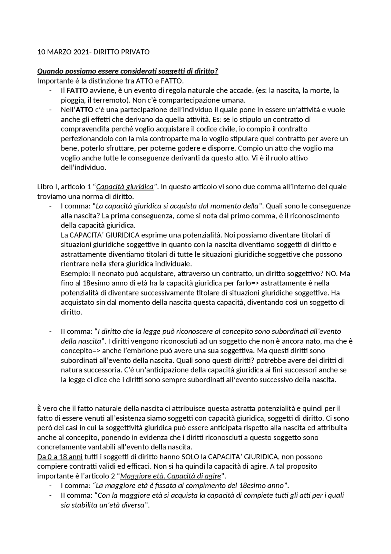 La capacità giuridica Docsity