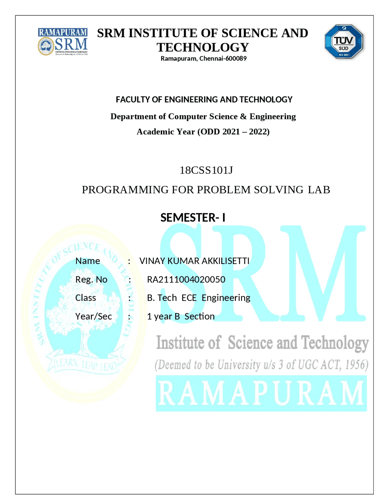 First year pps(c) programs of all 12 units - Docsity