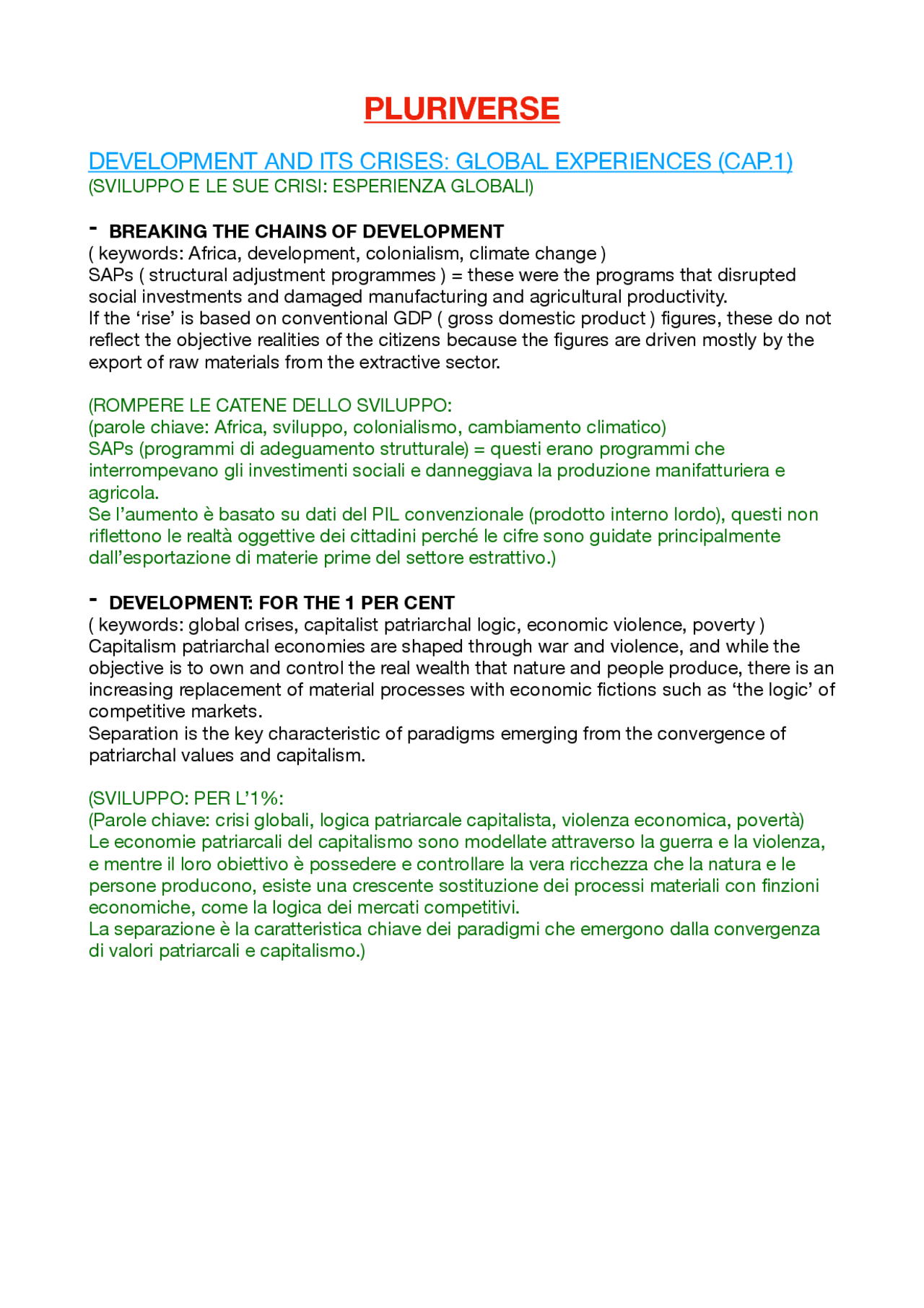 Pluriverse: a post-development dictionary - Docsity