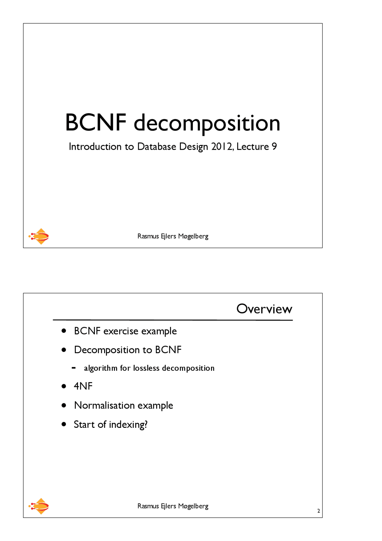 BCNF Decomposition Lecture - Docsity