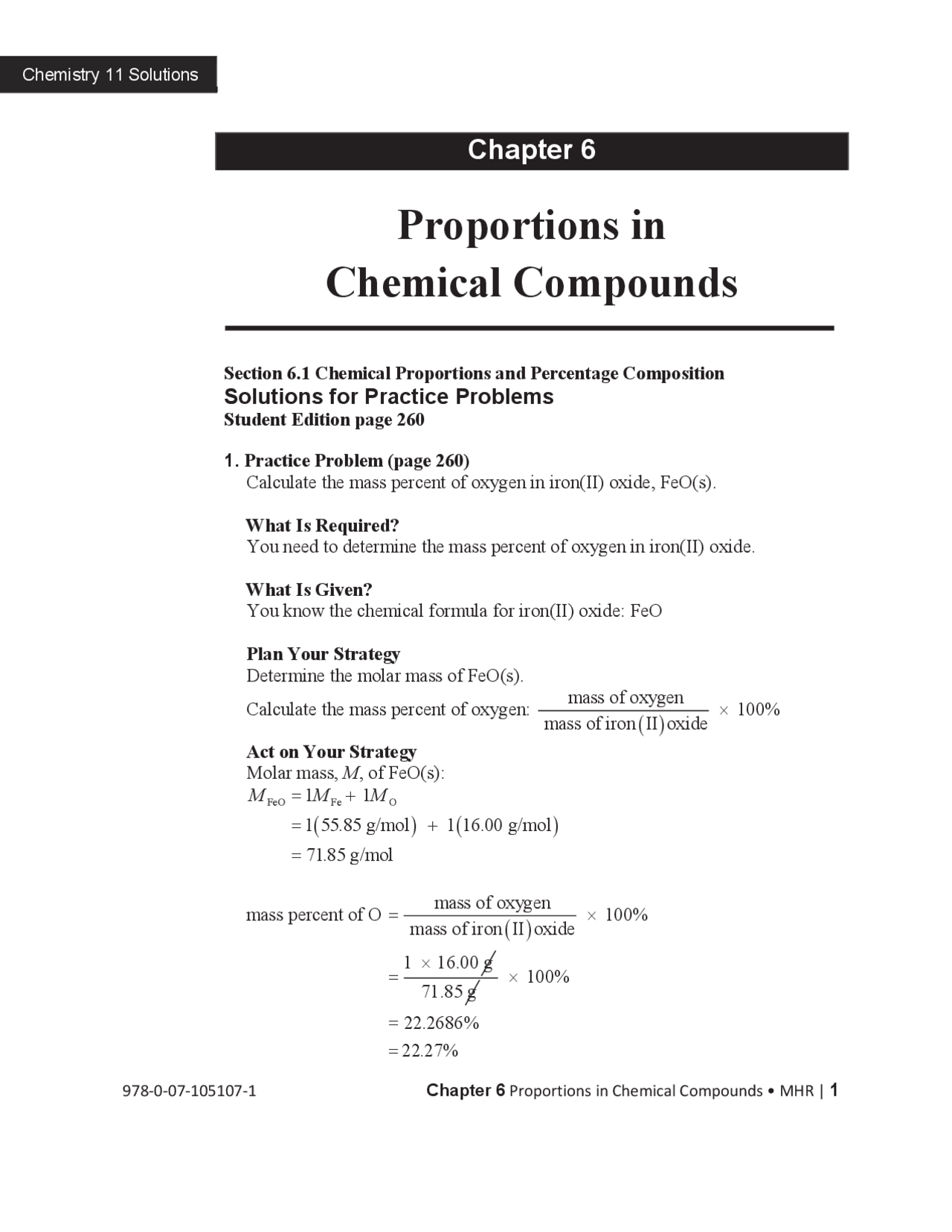 Proportions in Chemical Compounds Solved Exercise - Docsity