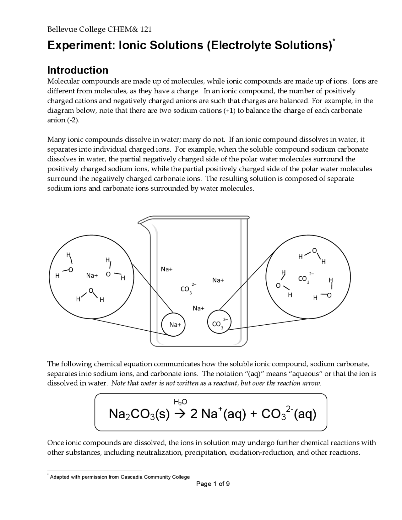 Experiment: Ionic Solutions (Electrolyte Solutions) - Docsity