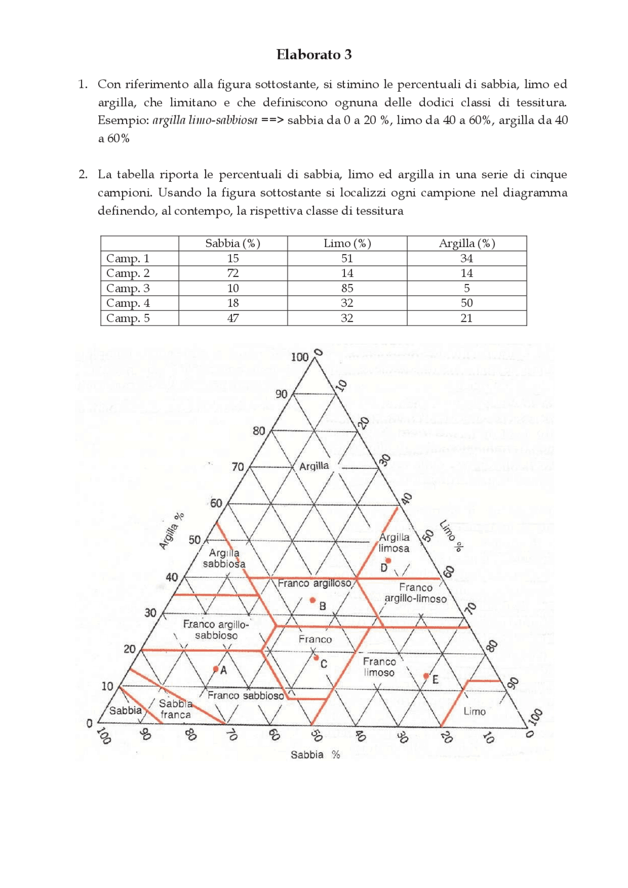 Elaborato 3 Tessitura del terreno Docsity