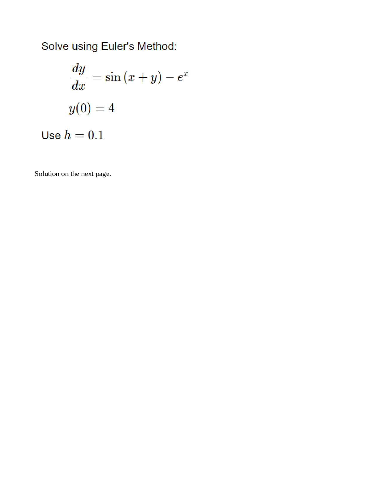 Euler method excercises - Docsity