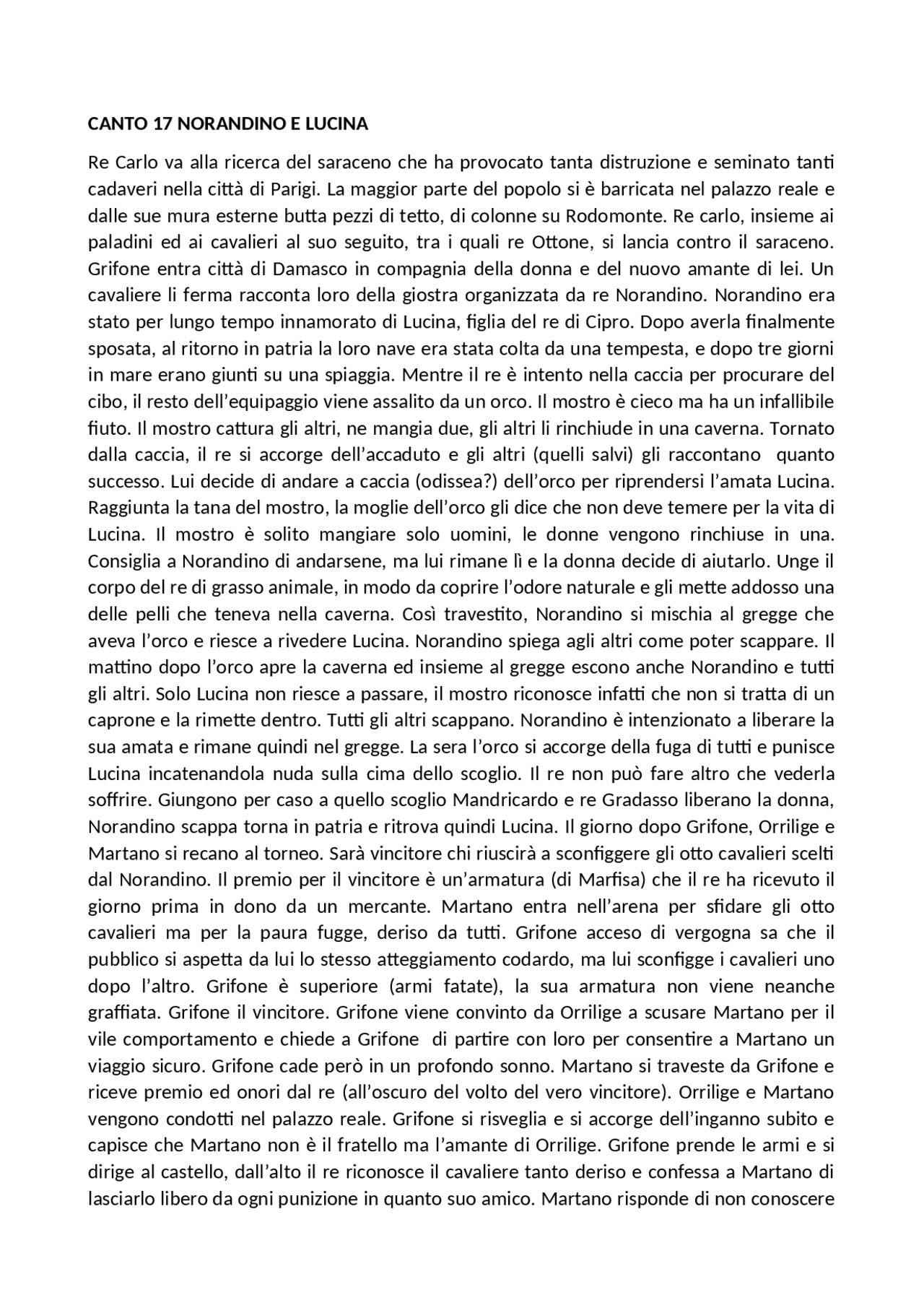 Norandino e Lucina, la storia Docsity