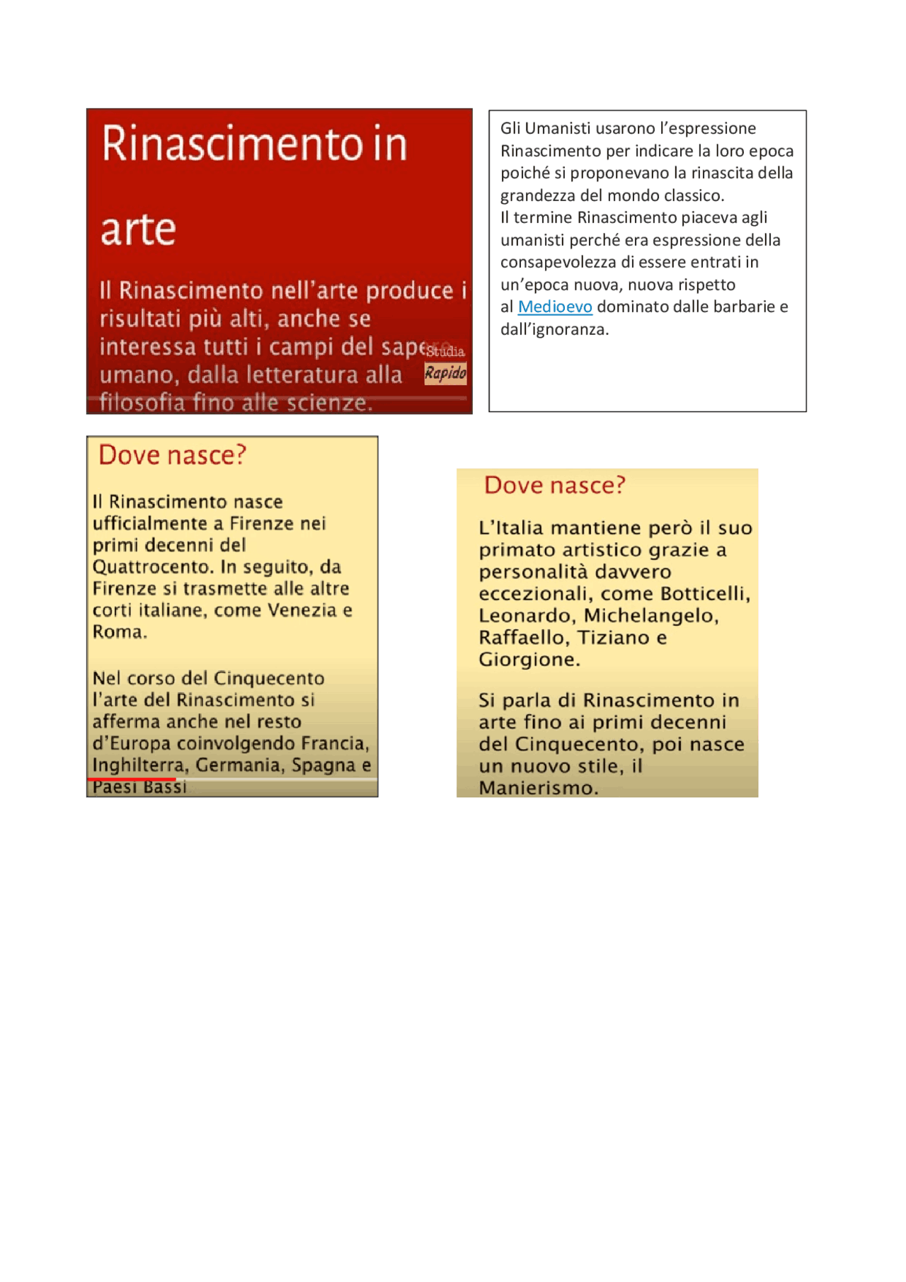Il rinascimento in arte Docsity