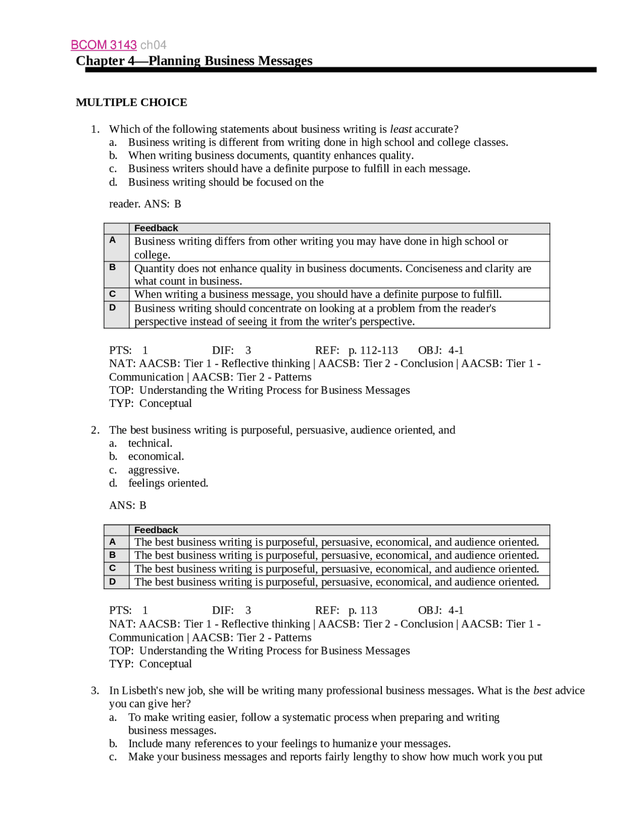 Chapter 4—Planning Business Messages Docsity