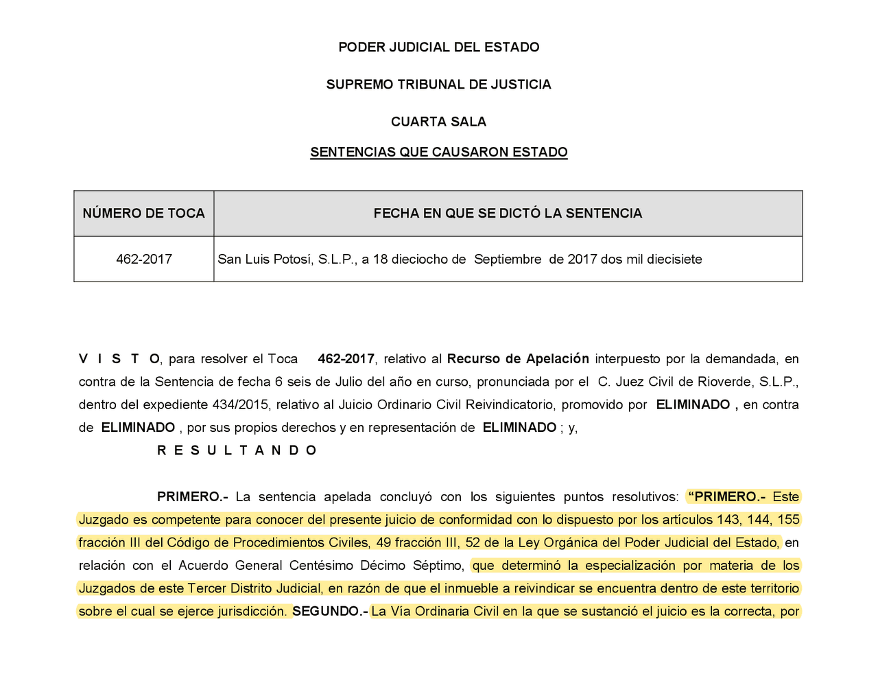 Ejemplo de sentencia definitiva - Docsity