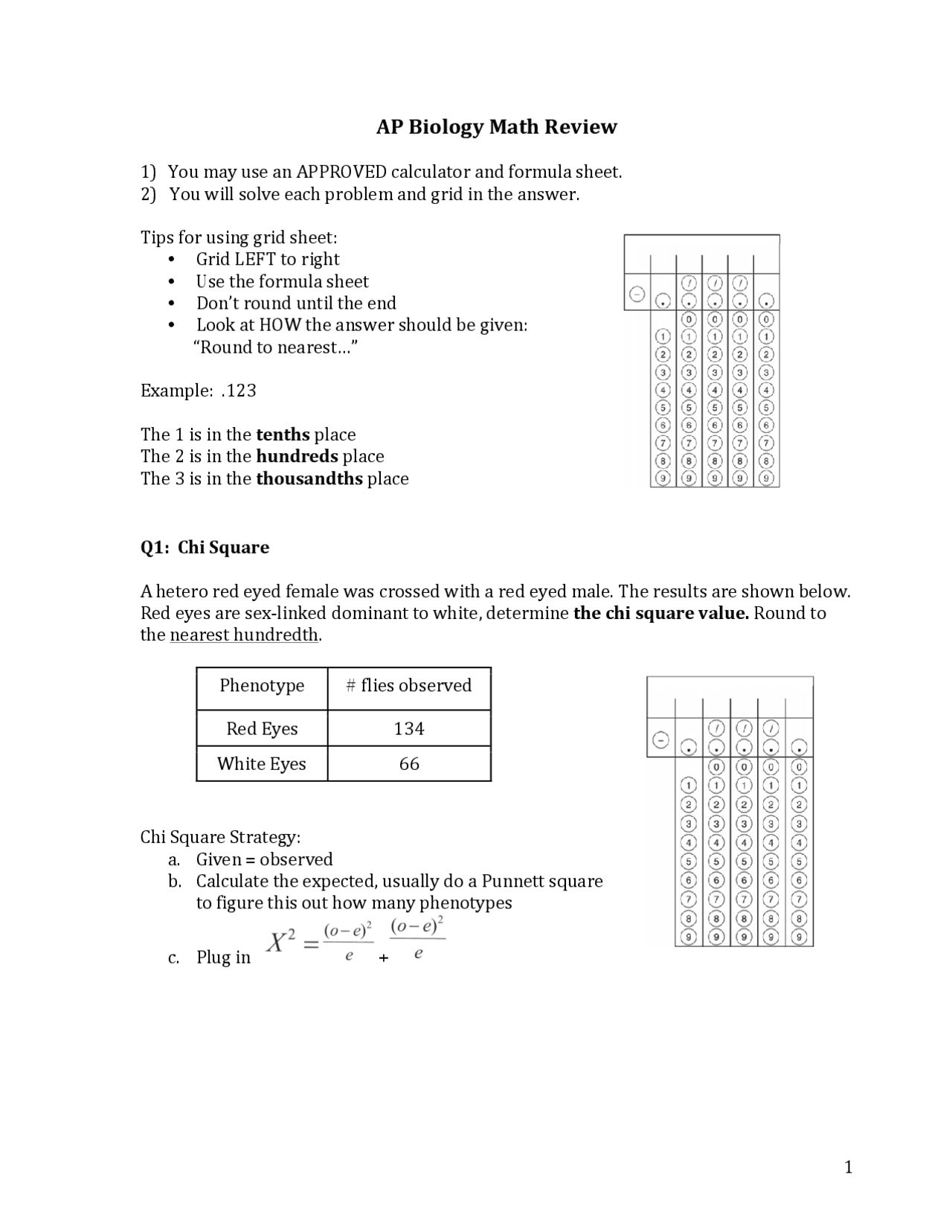 AP Biology Mathematics Review Sheet - Docsity
