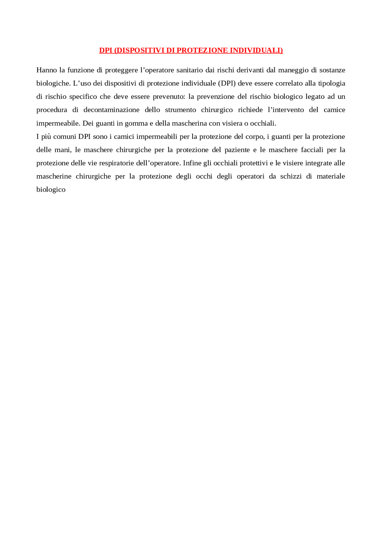 Dpi (Dispositivi di Protezione Individuale) - Docsity