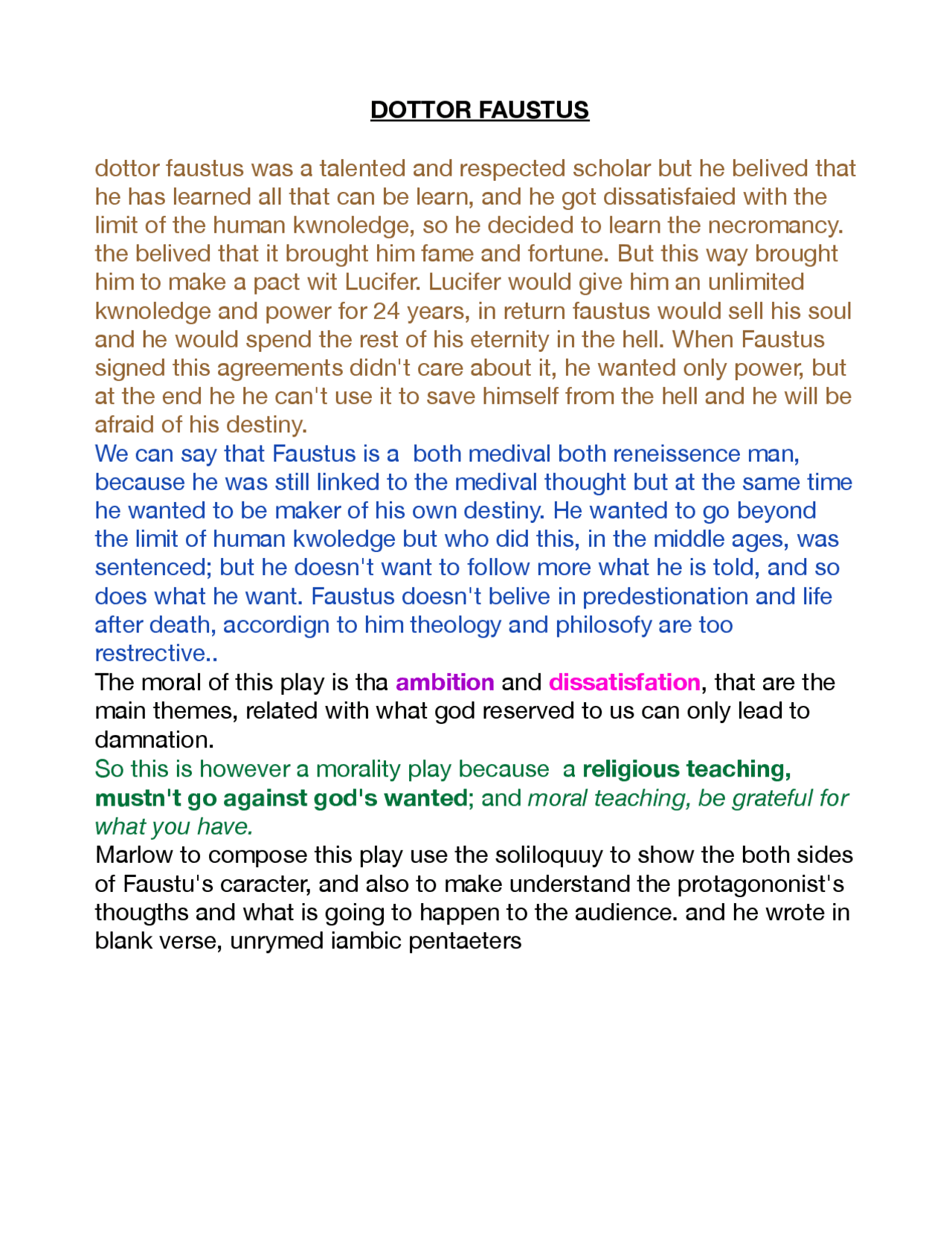 DOTTOR FAUSTUS RIASSUNTO Docsity