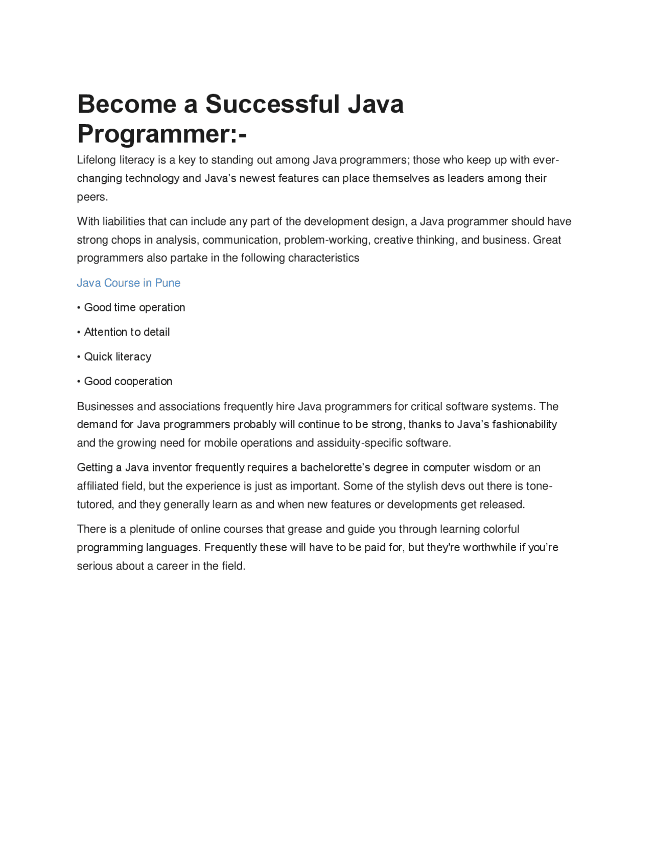 Become a Successful Java Programmer:- - Docsity