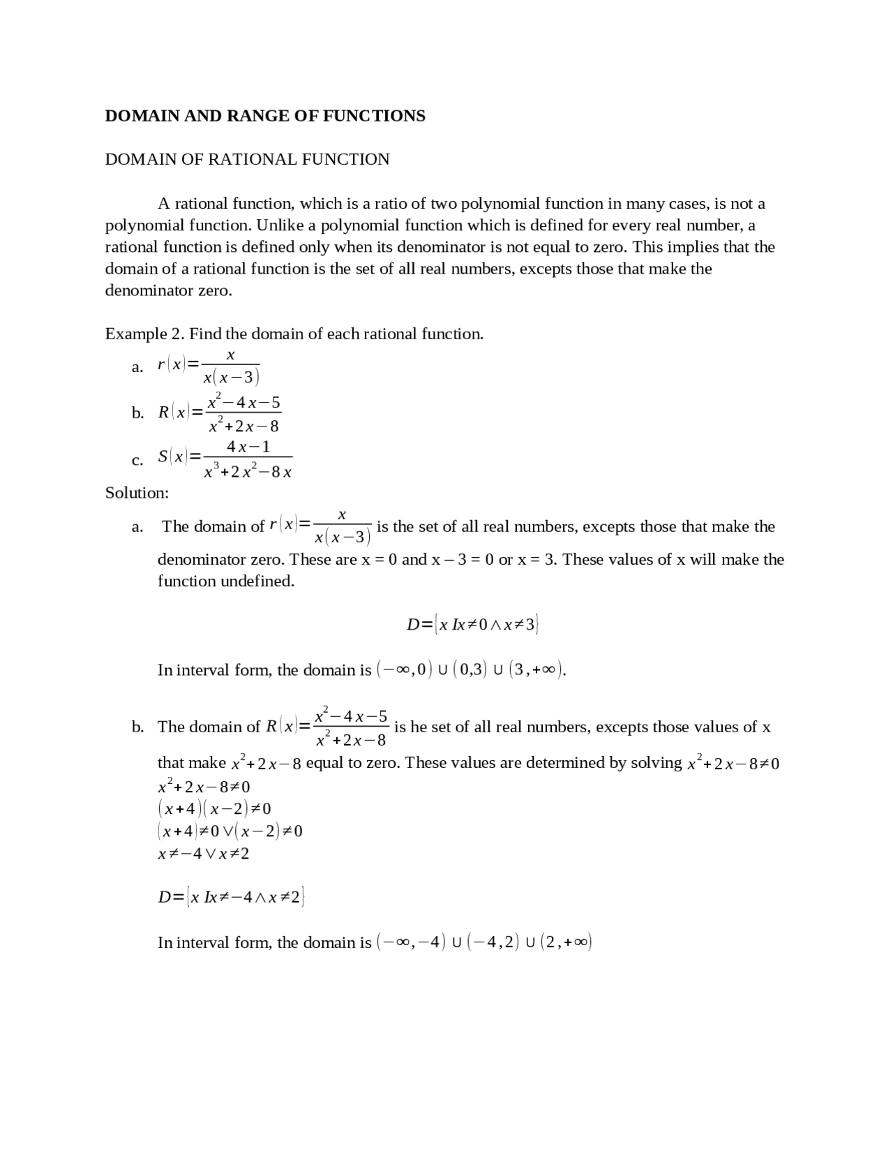 Domain Extension Math General Mathematics- Domain and Range - Docsity