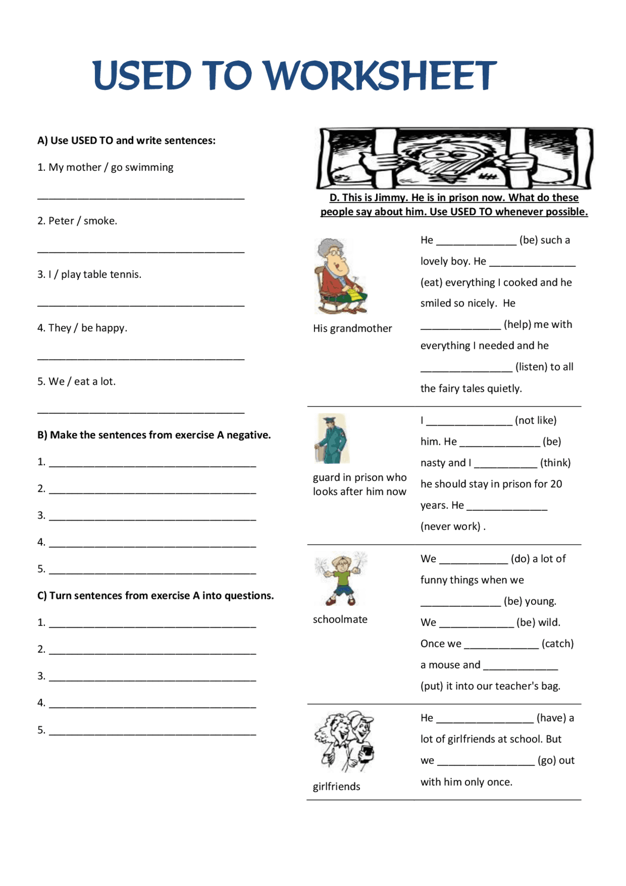 Used To Worksheet - Docsity