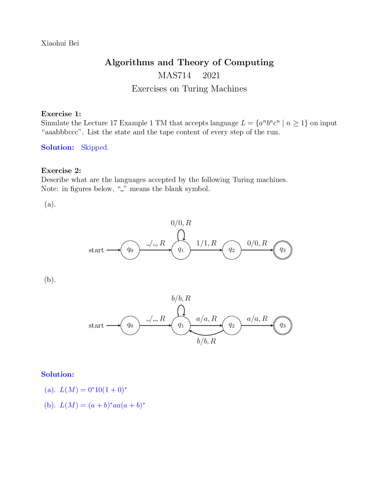 Algorithms and Theory of Computing About Turing Machine - Docsity