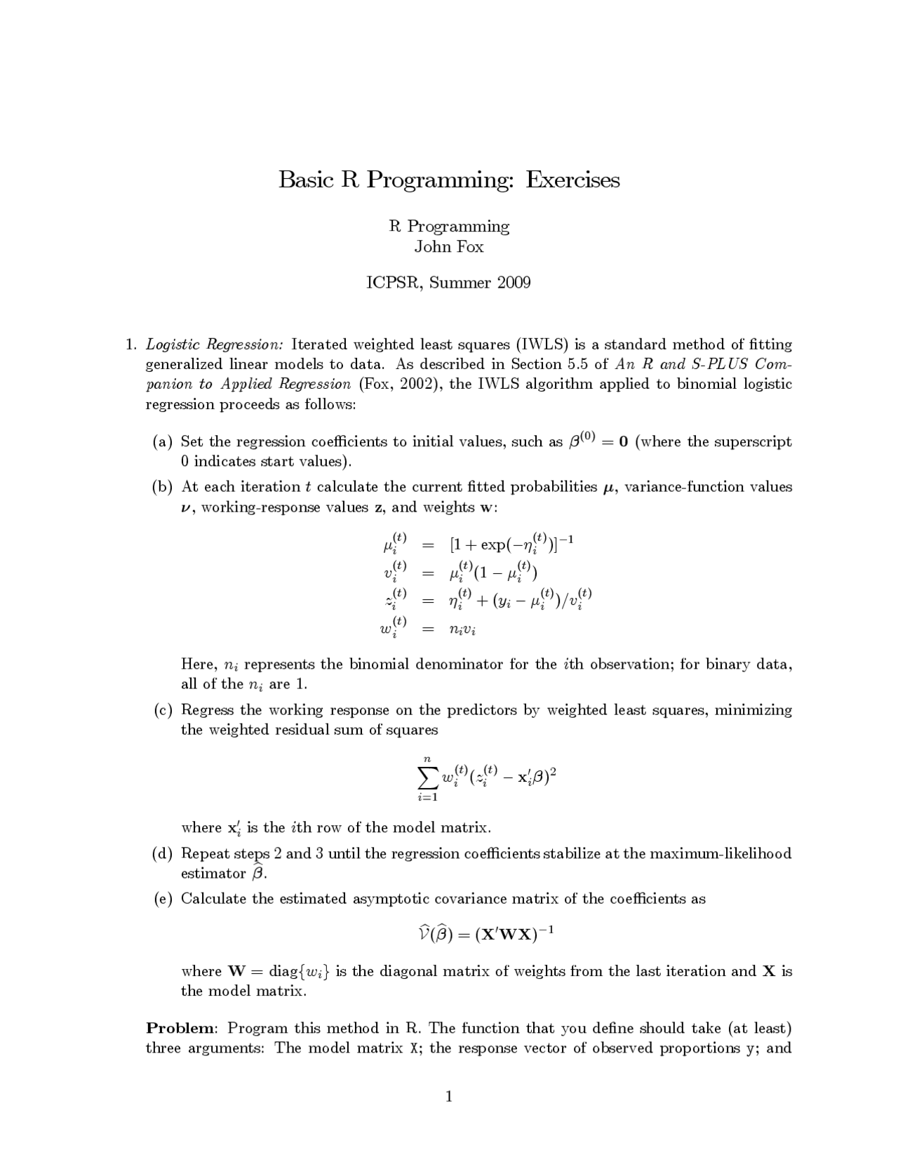Basic R Programming Language - Docsity