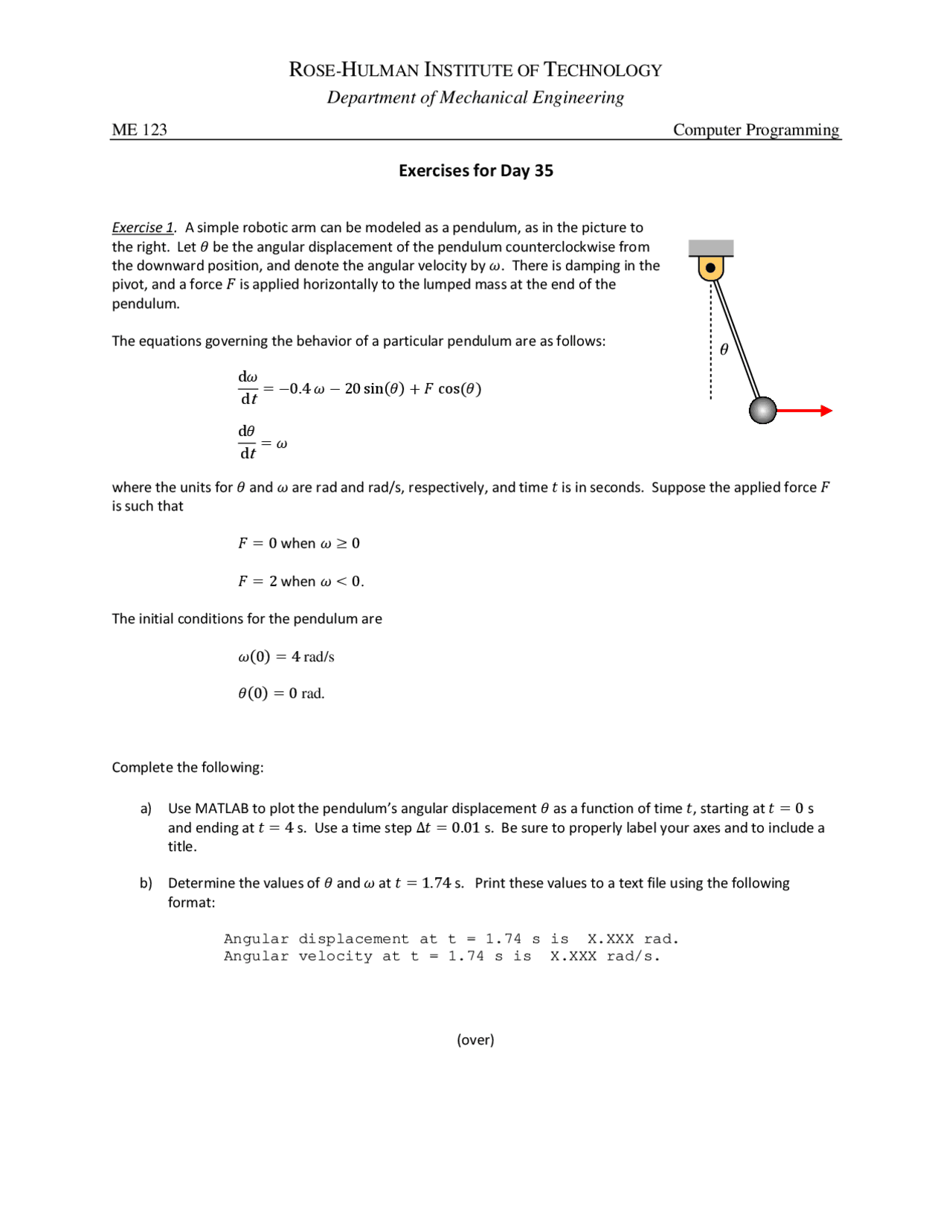 Exercises in Mechanical Engineering - Docsity