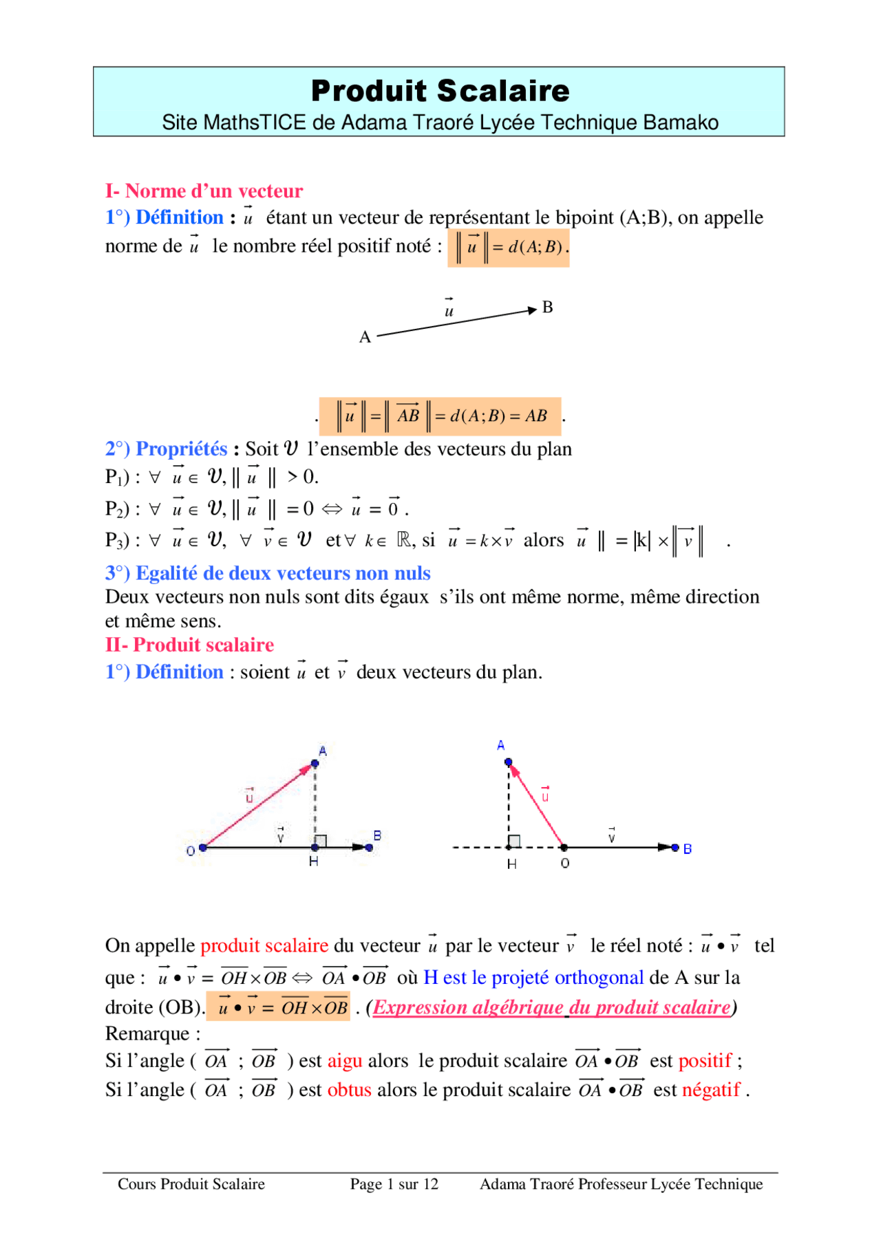 Cours Sur Le Produit Scalaire Lectures Math matiques Docsity cours-sur-le-produit-scalaire-lectures-math-matiques-docsity
