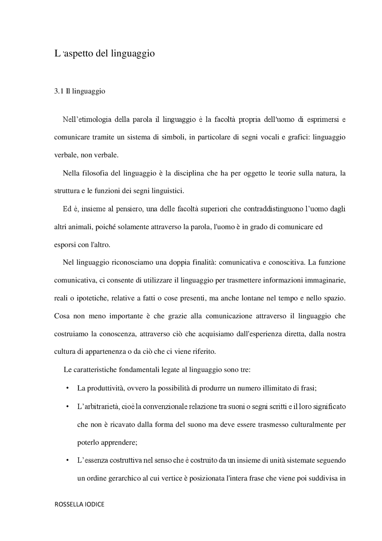 L ASPETTO DEL LINGUAGGIO Docsity