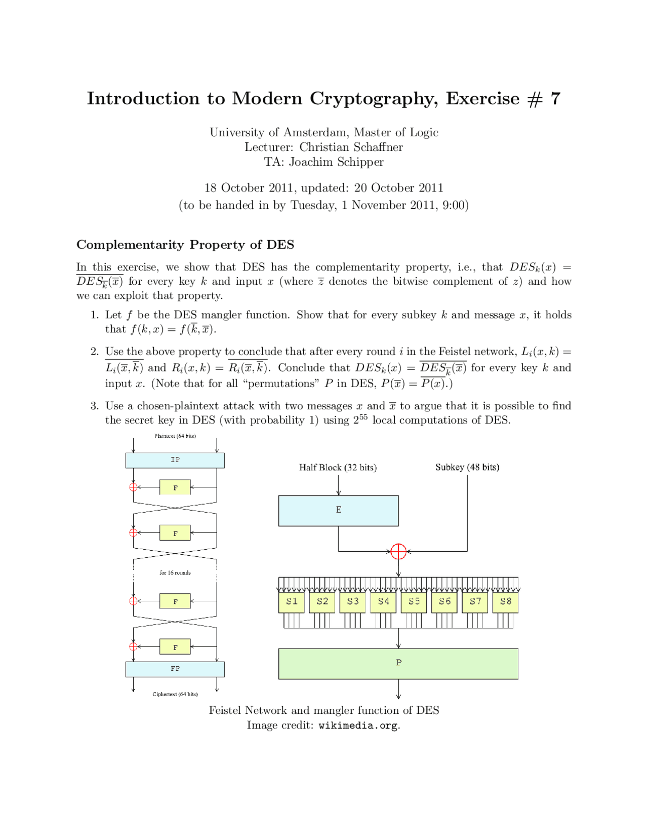 Modren Introduction Introduction to Modren Cryptography Excercises - Docsity