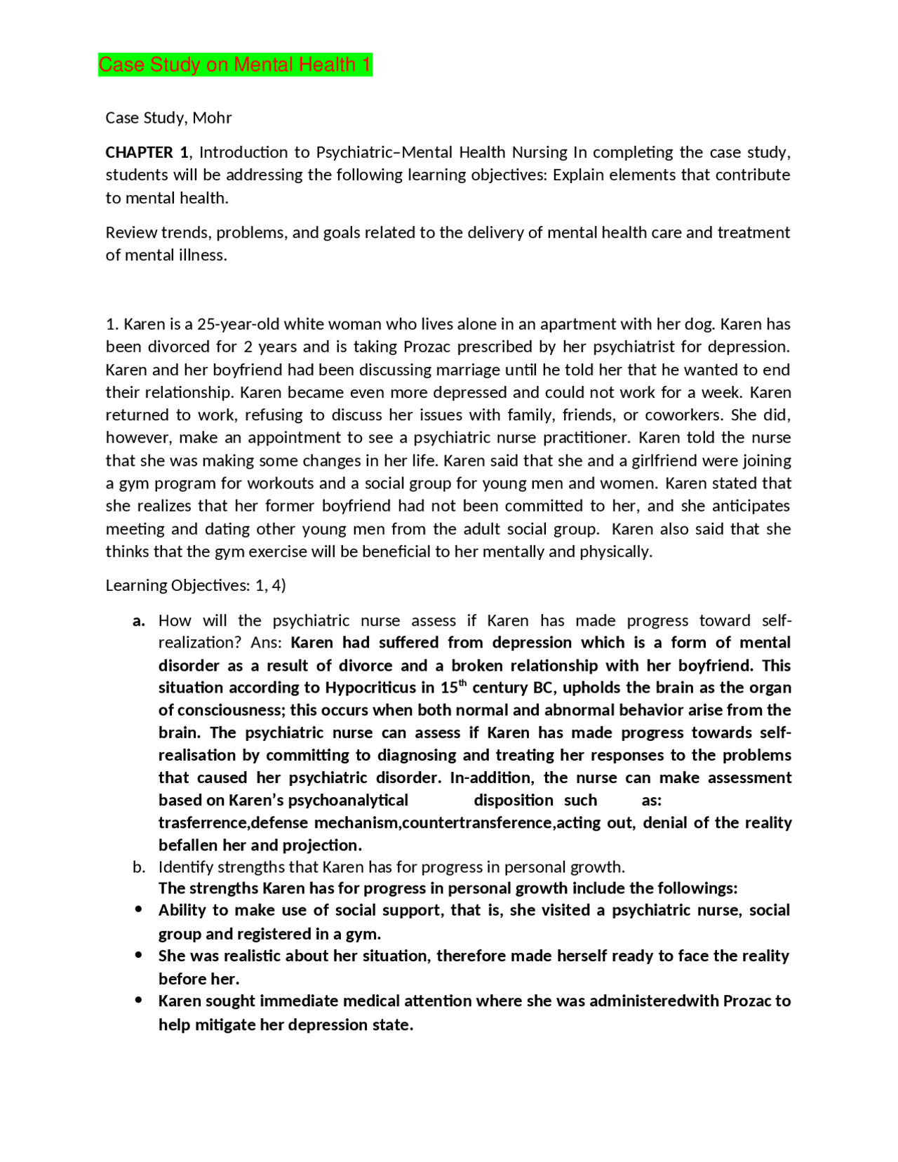 Case Study On Mental Health 1 Docsity case-study-on-mental-health-1-docsity