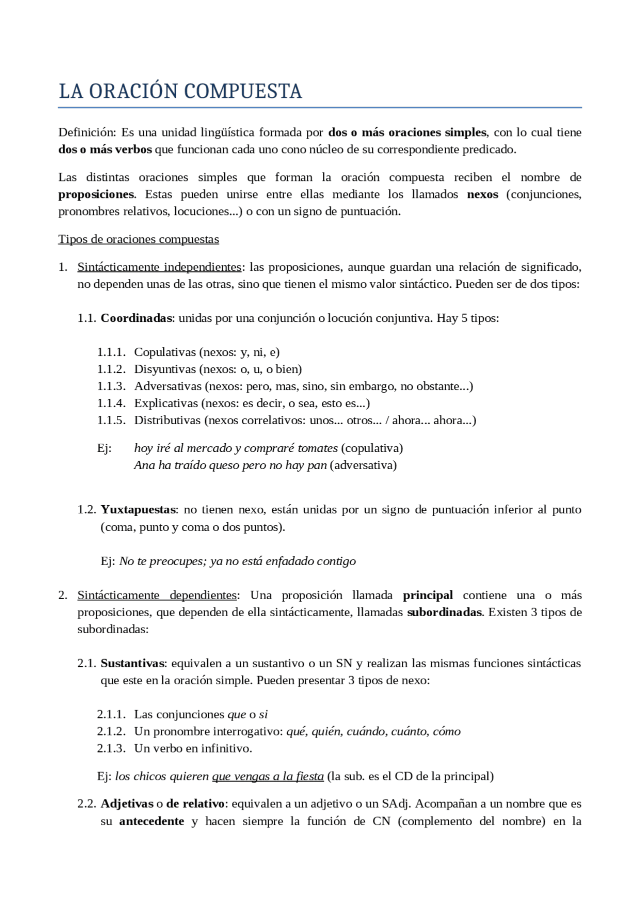 La oración compuesta | Esquemas y mapas conceptuales de Lengua y ...