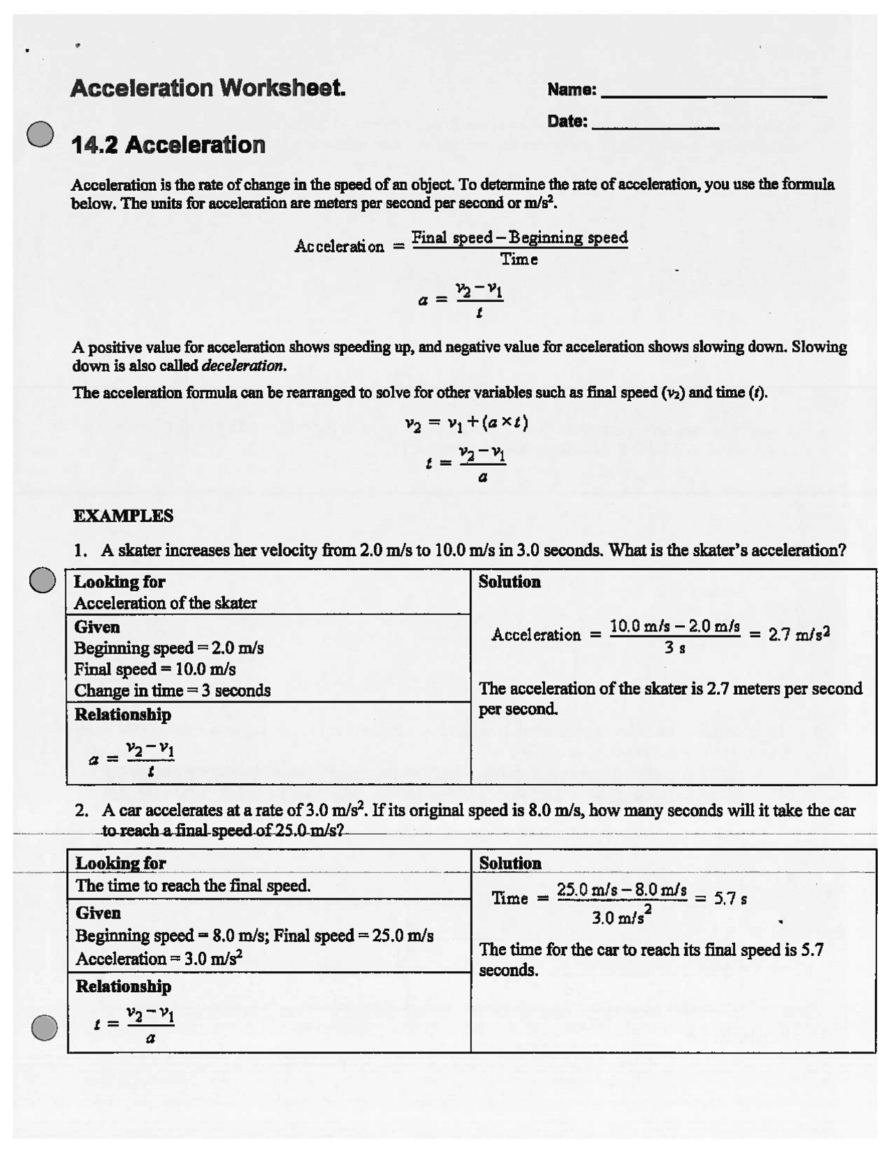 Net forces worksheet answer key | Study notes Physics | Docsity