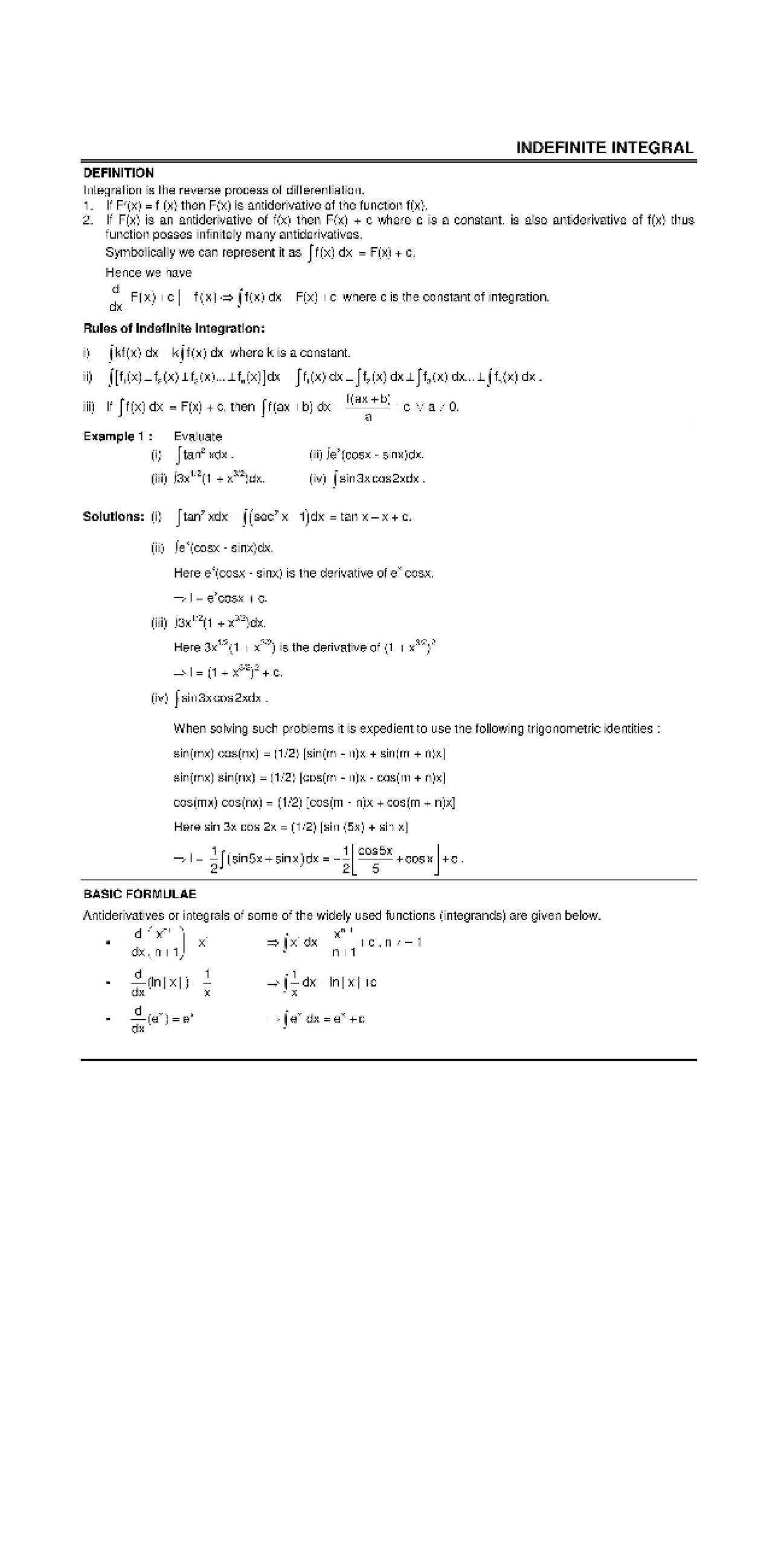 Algebra Integrals Integration Notes.pdf Algebra integrals integration - Docsity