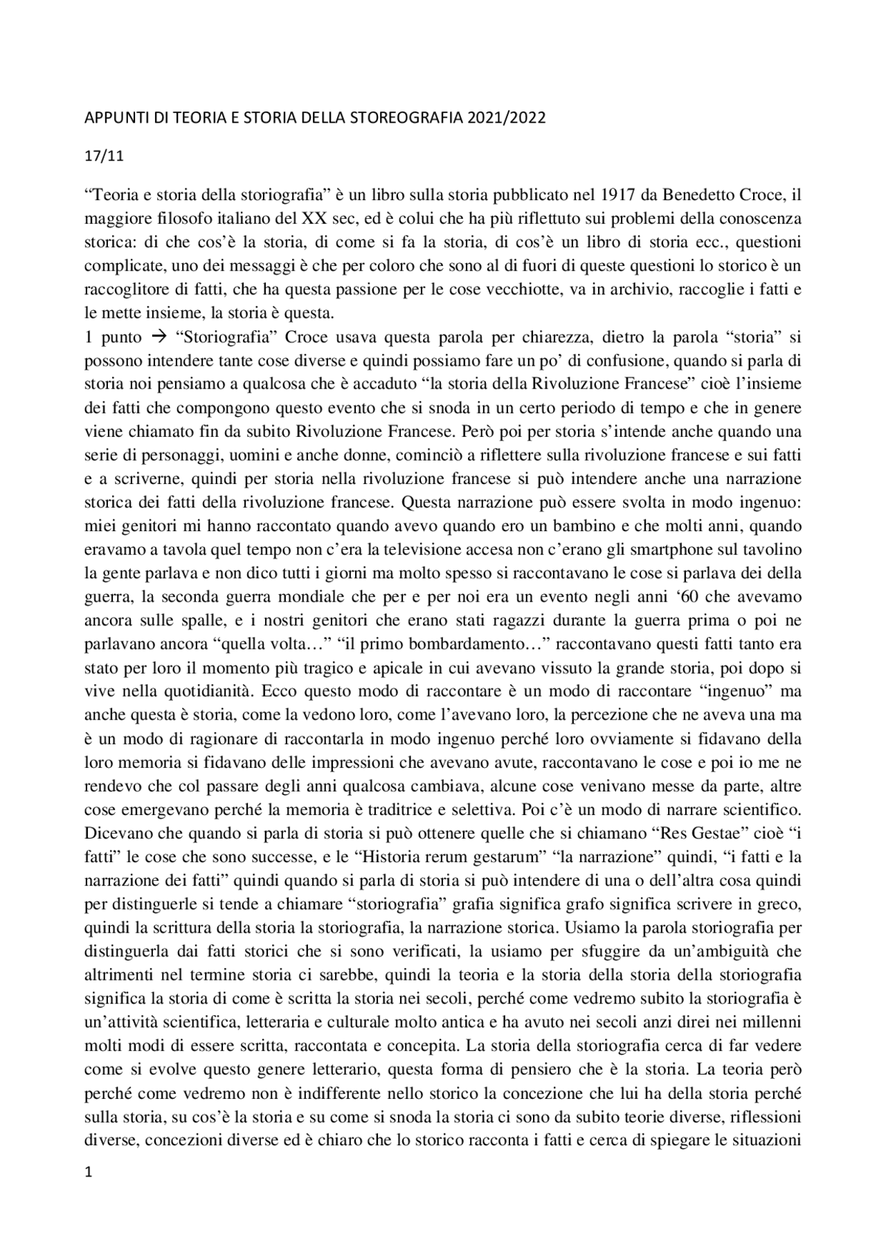 Teoria e storia della storiografia Docsity