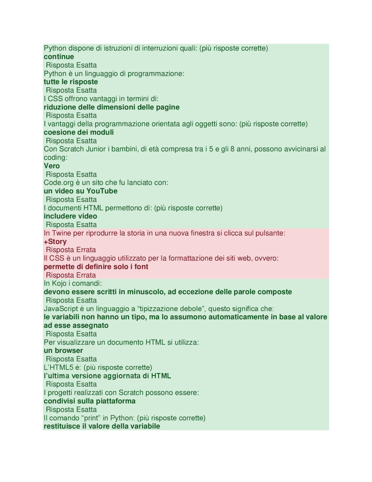Risposte al corso Coding IO studio .on line | Prove d'esame di ...