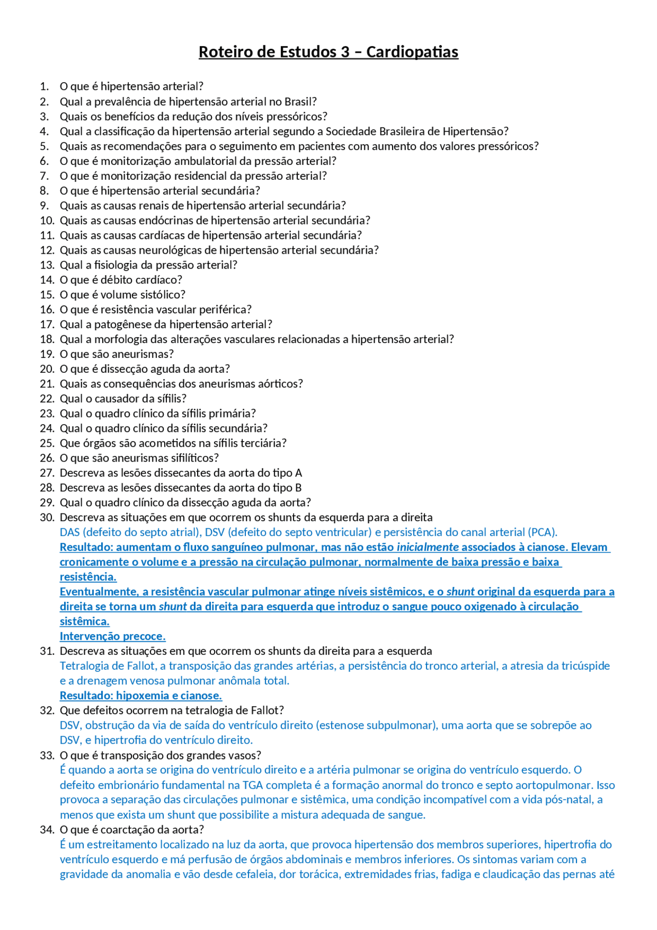 EXERCICIOS DE PATOLOGIA Docsity