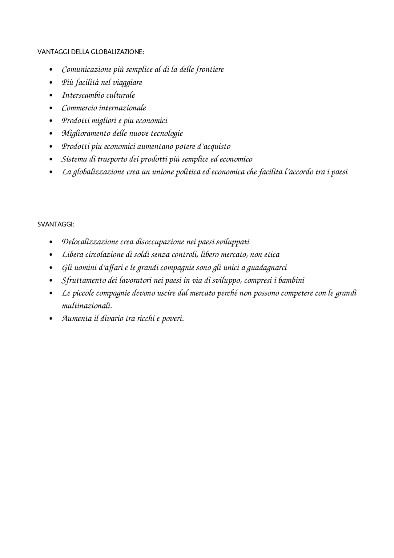 Aspetti positivi e negativi della globalizzazione Docsity Aspetti positivi e negativi della globalizzazione Docsity