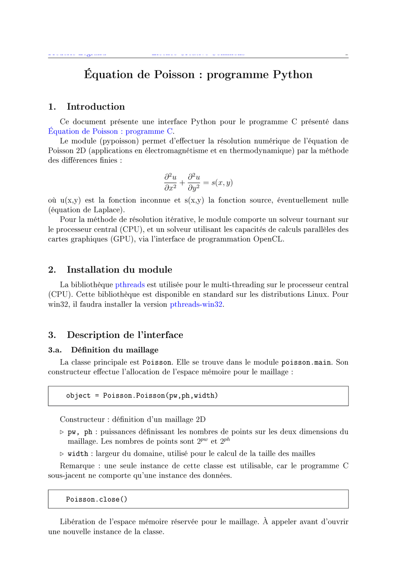 Équation de Poisson : programme Python | Lectures Physique | Docsity