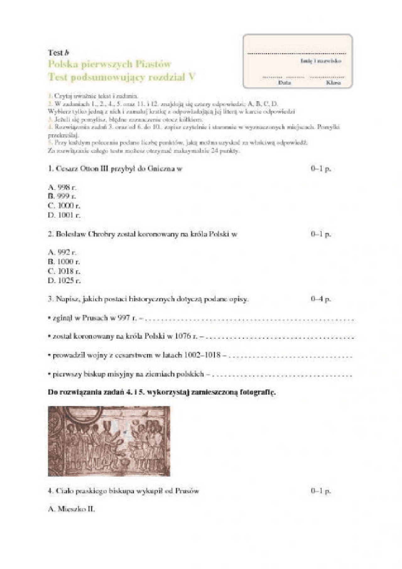 Polska piastów historia 1 liceum | Testy Historia | Docsity