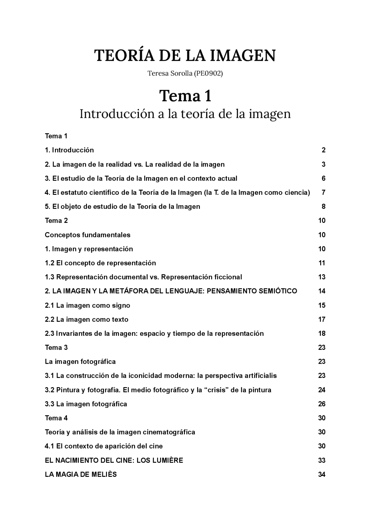 Apuntes de teoría de la imagen - Docsity