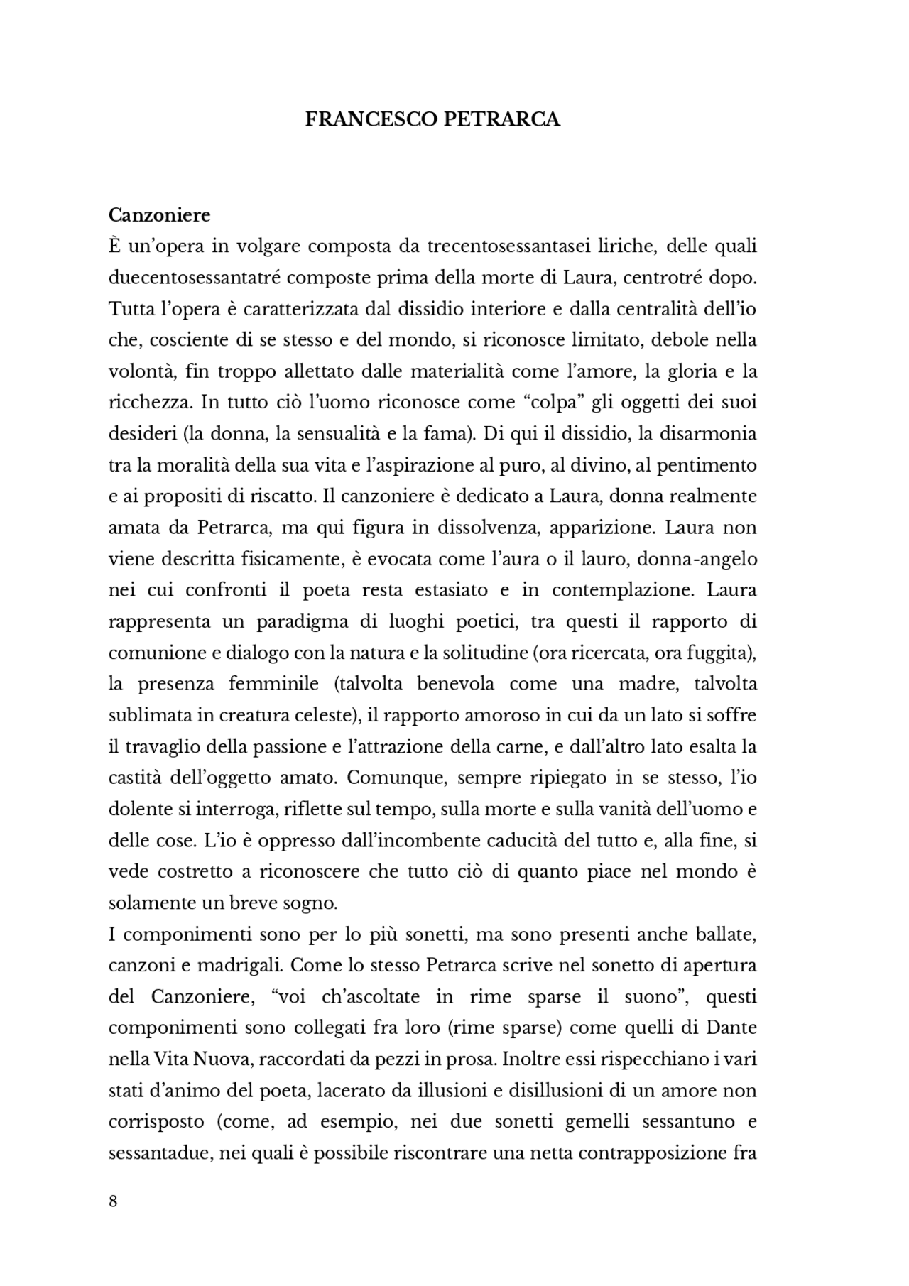 Petrarca Canzoniere (opera) Docsity