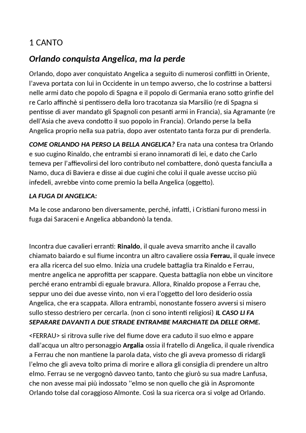 PARAFRASI E SPIEGAZIONE ORLANDO FURIOSO CANTI 1,19,23,34,46 Appunti di Letteratura Italiana PARAFRASI E SPIEGAZIONE ORLANDO FURIOSO CANTI 1,19,23,34,46 Appunti di Letteratura Italiana
