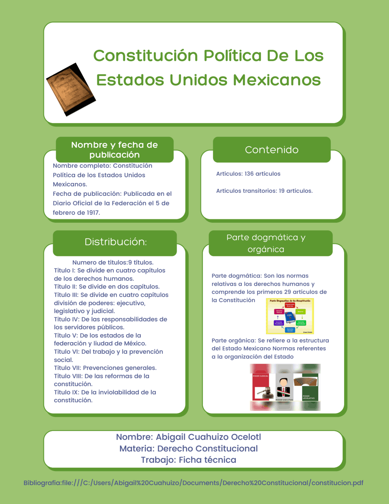 Tres poderes de México. | Apuntes de Derecho Constitucional | Docsity