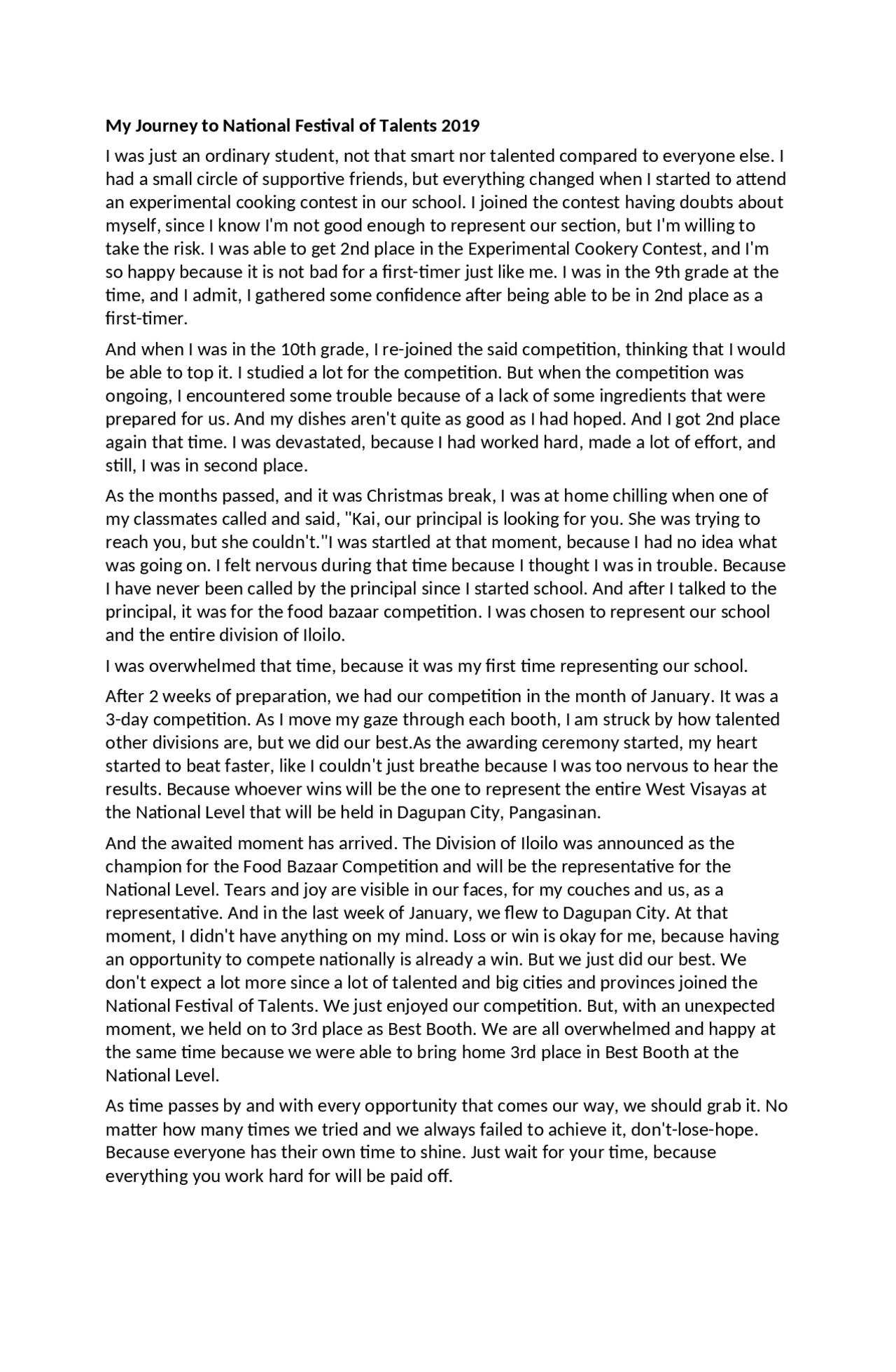 Speech Example in purposive communication Docsity