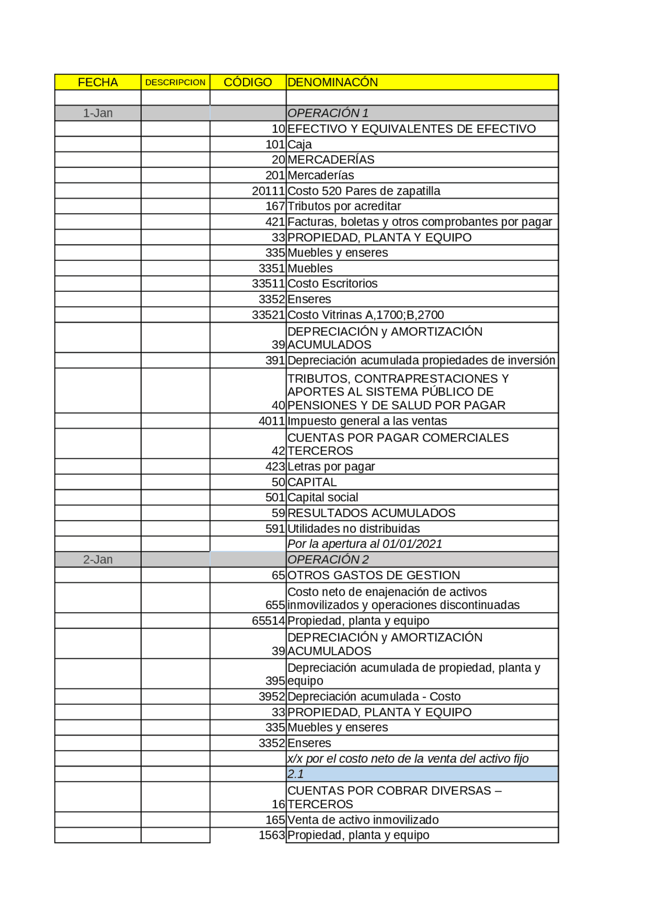 Ejercicio De Contabilidad General Docsity