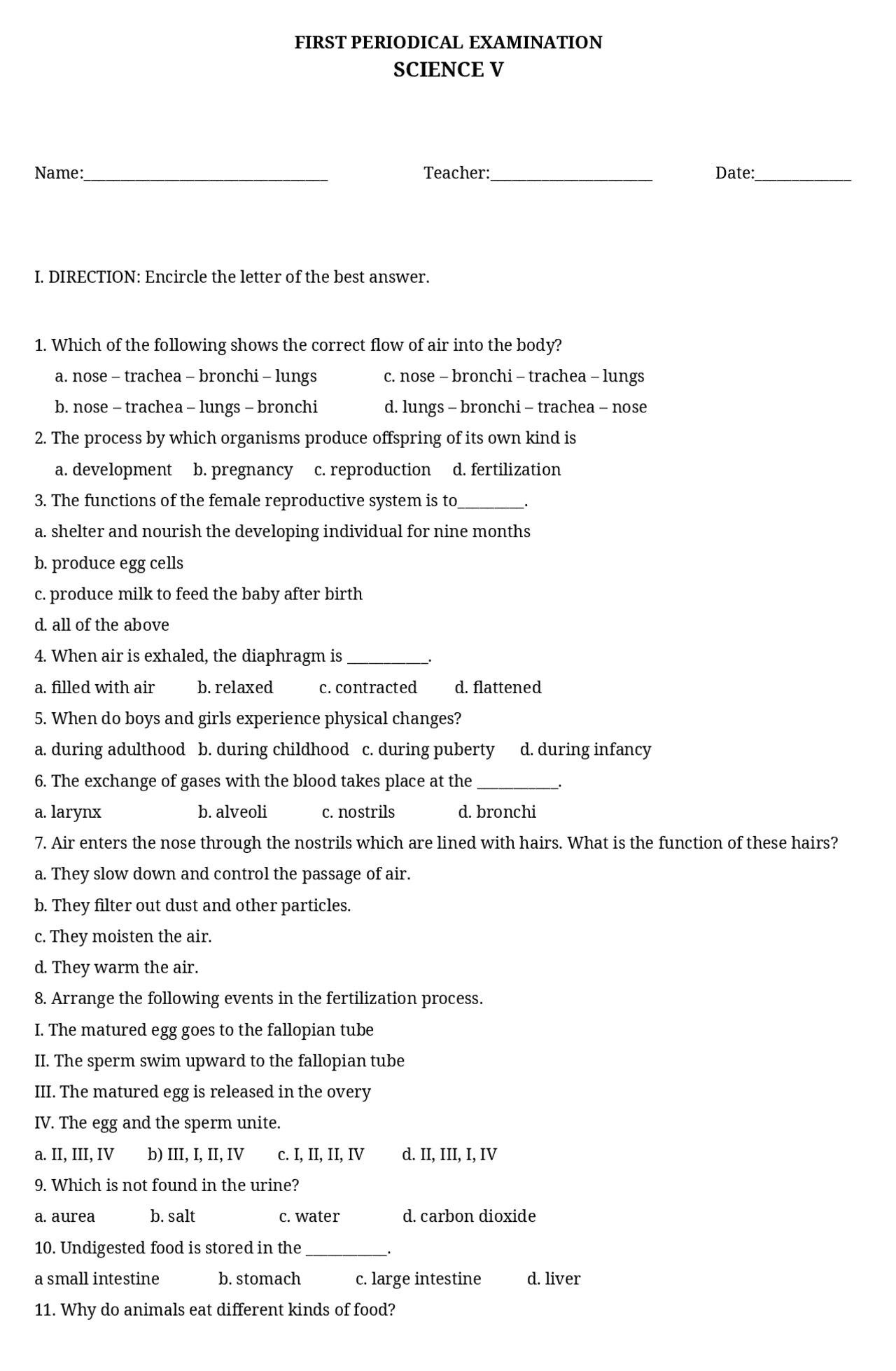 Science Peridiocal Exam | Exams Environmental science | Docsity