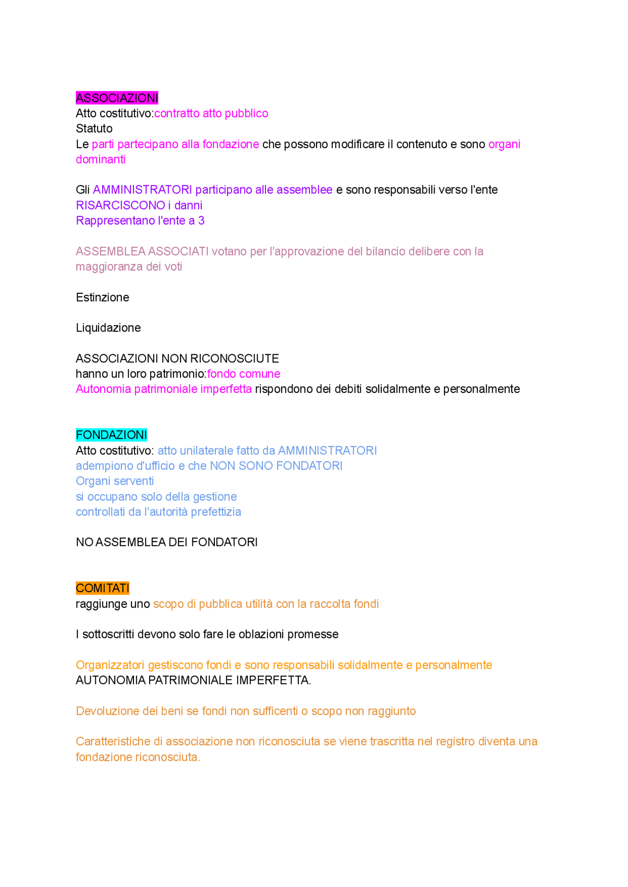 Differenza tra associazioni fondazioni e comitati Docsity