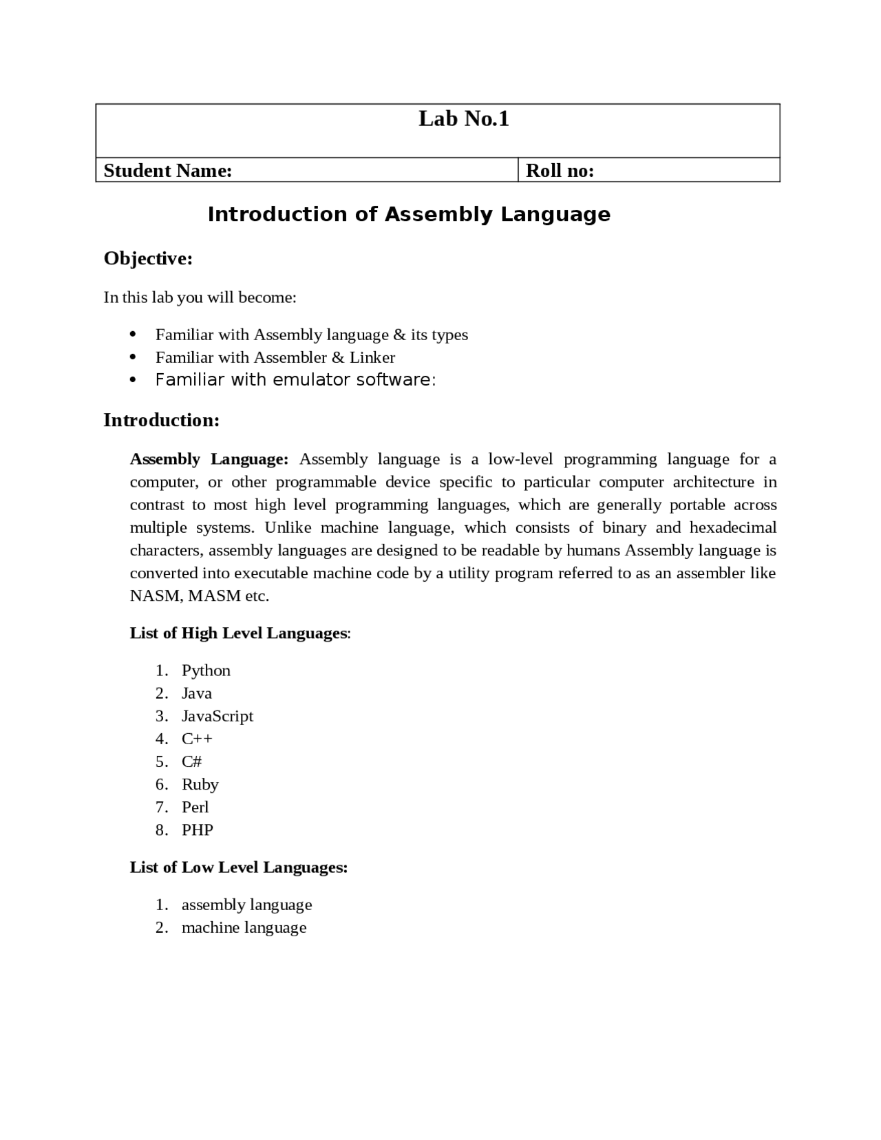 Computer organization and Assembly language - Docsity