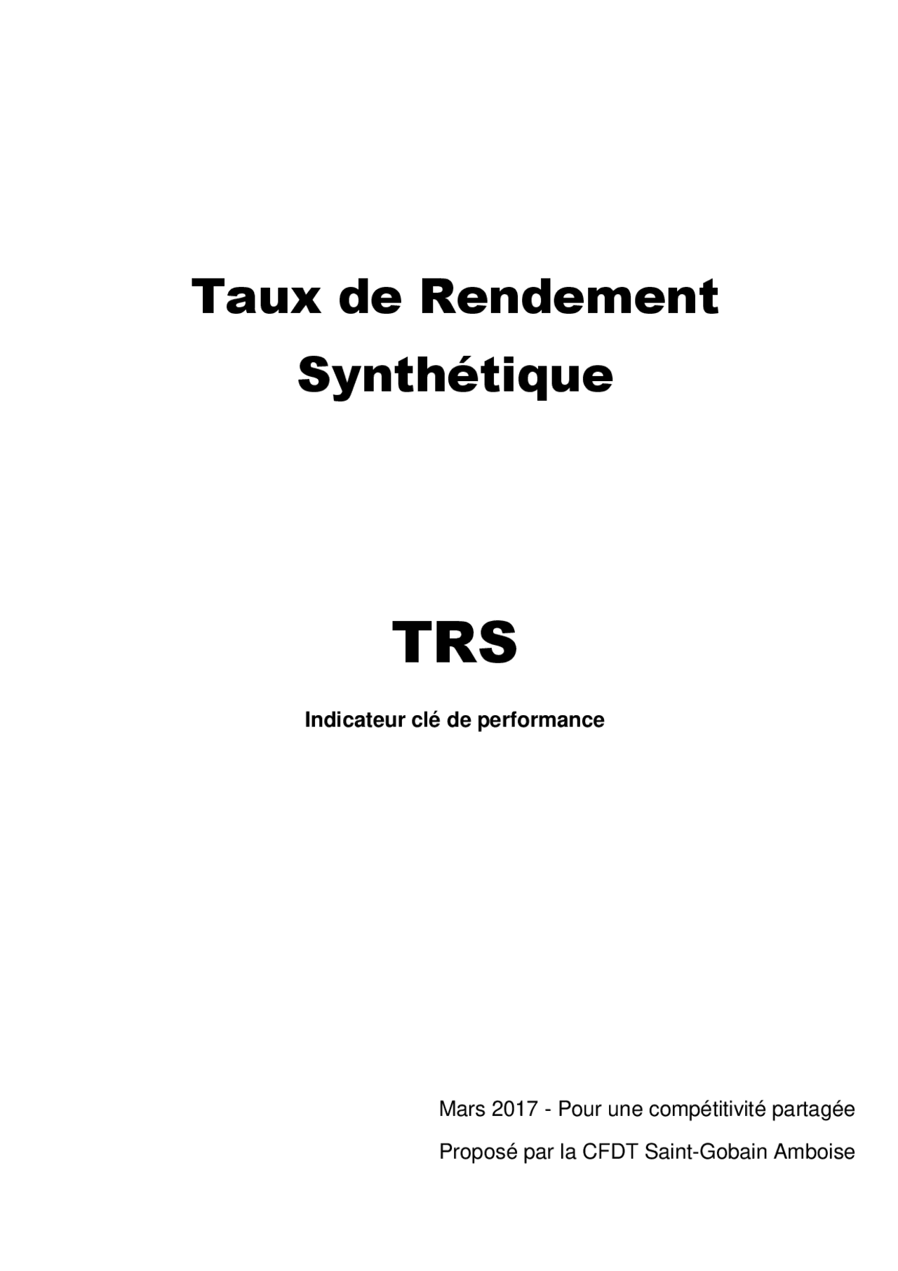 Taux de Rendement Synthétique - Docsity