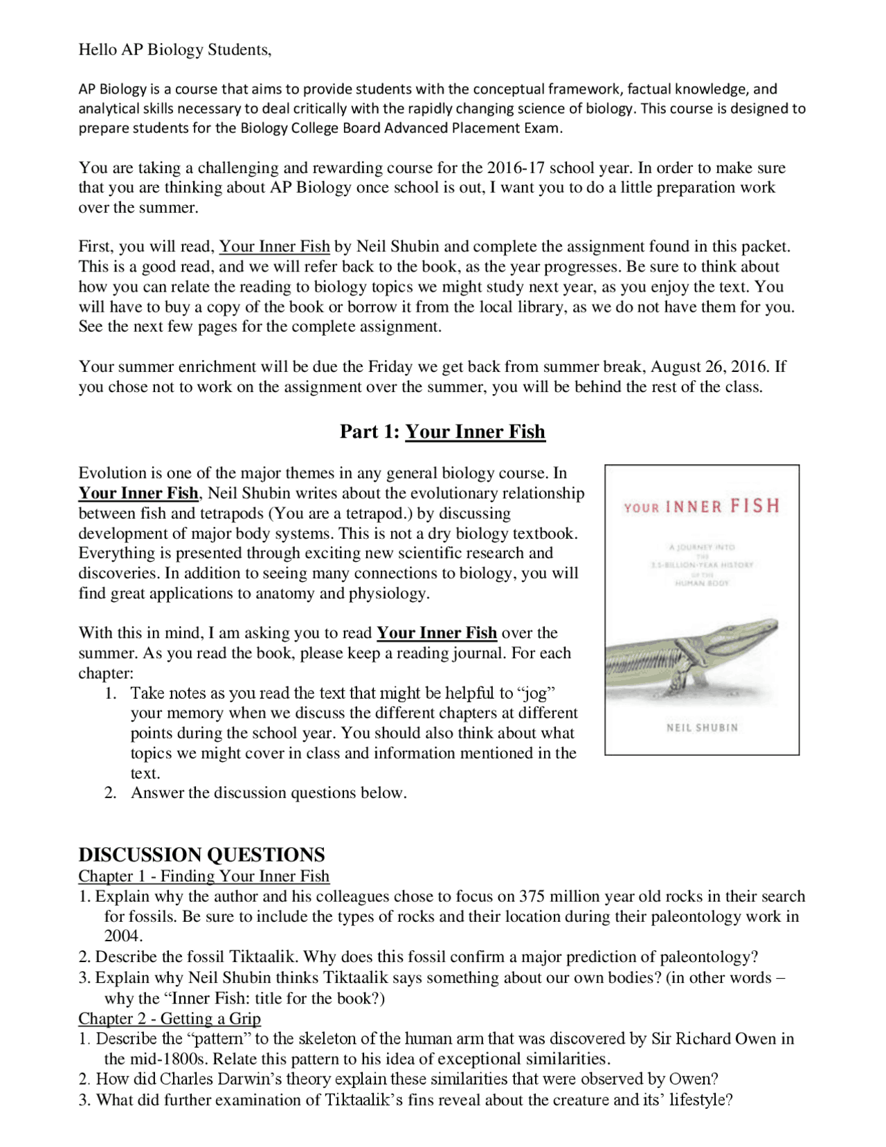 Your Inner Fish - Docsity