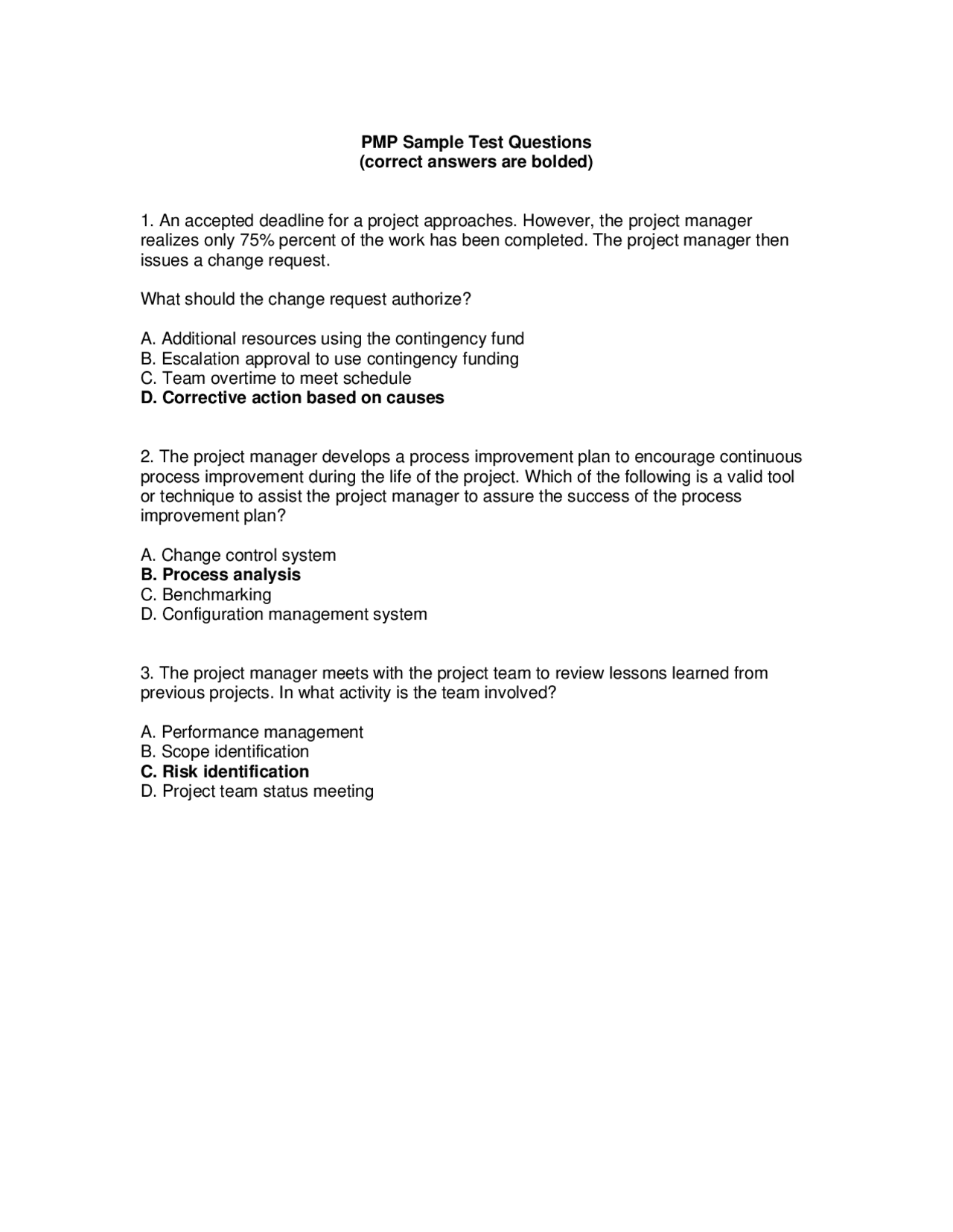 Pmp Sample Test Questions D. : Take the free PMP practice exam – EXFNKL